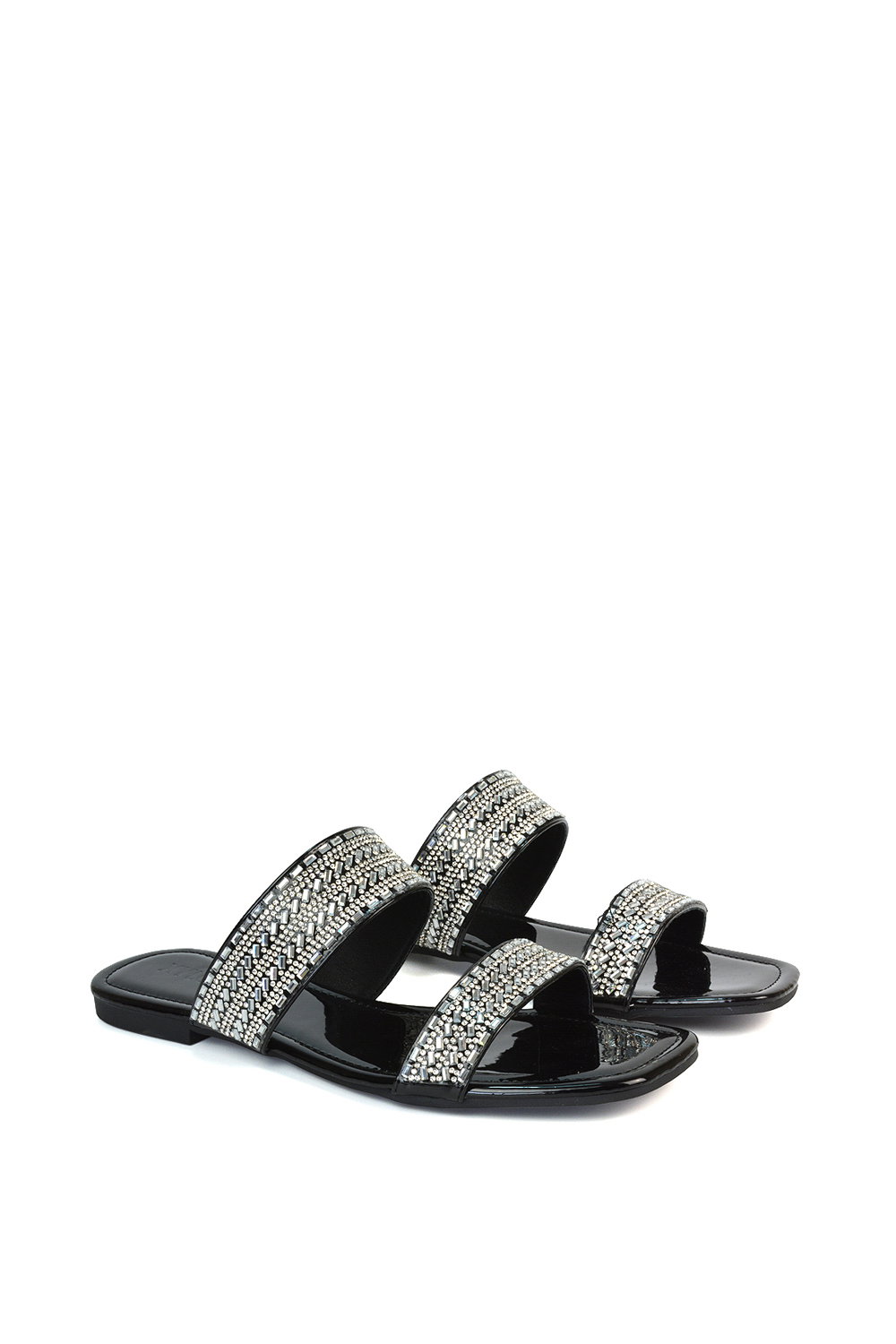 Black 'Lucy' Slip On Flat Cork Slider Mules, Image 4 of 5