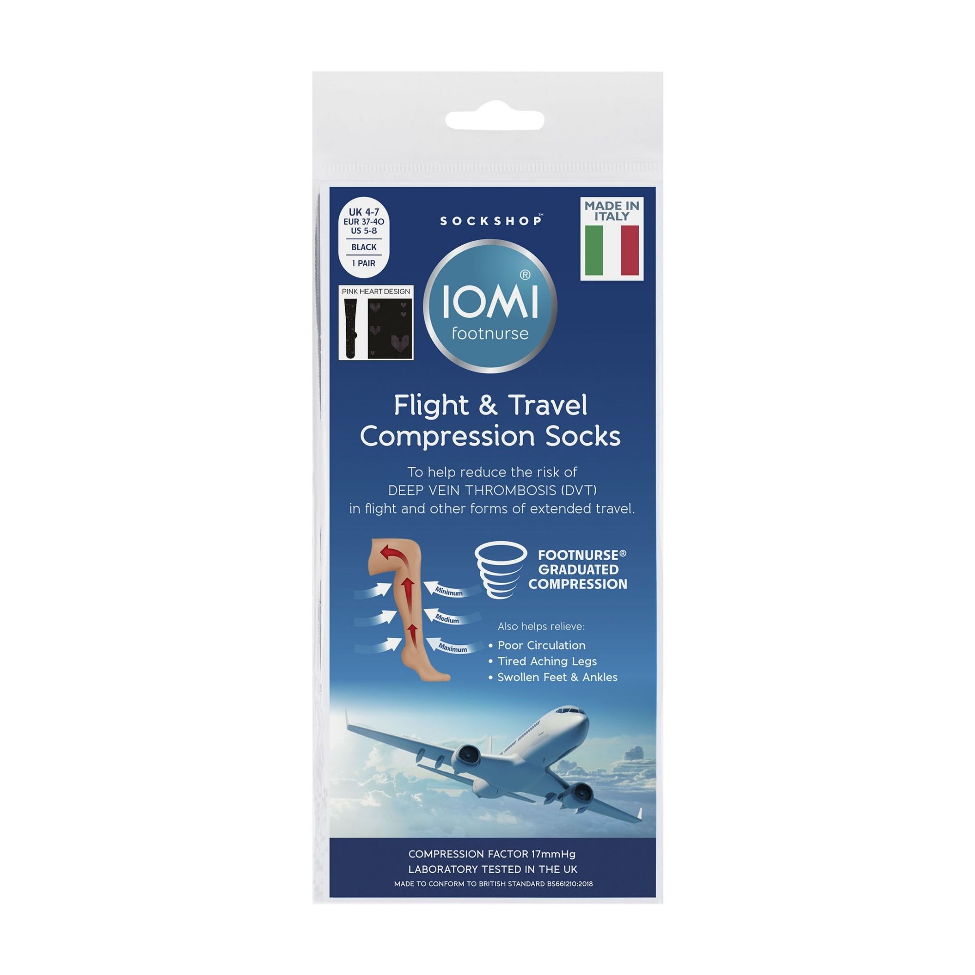 Black 18 Mmhg Compression Flight Socks, Image 4 of 4