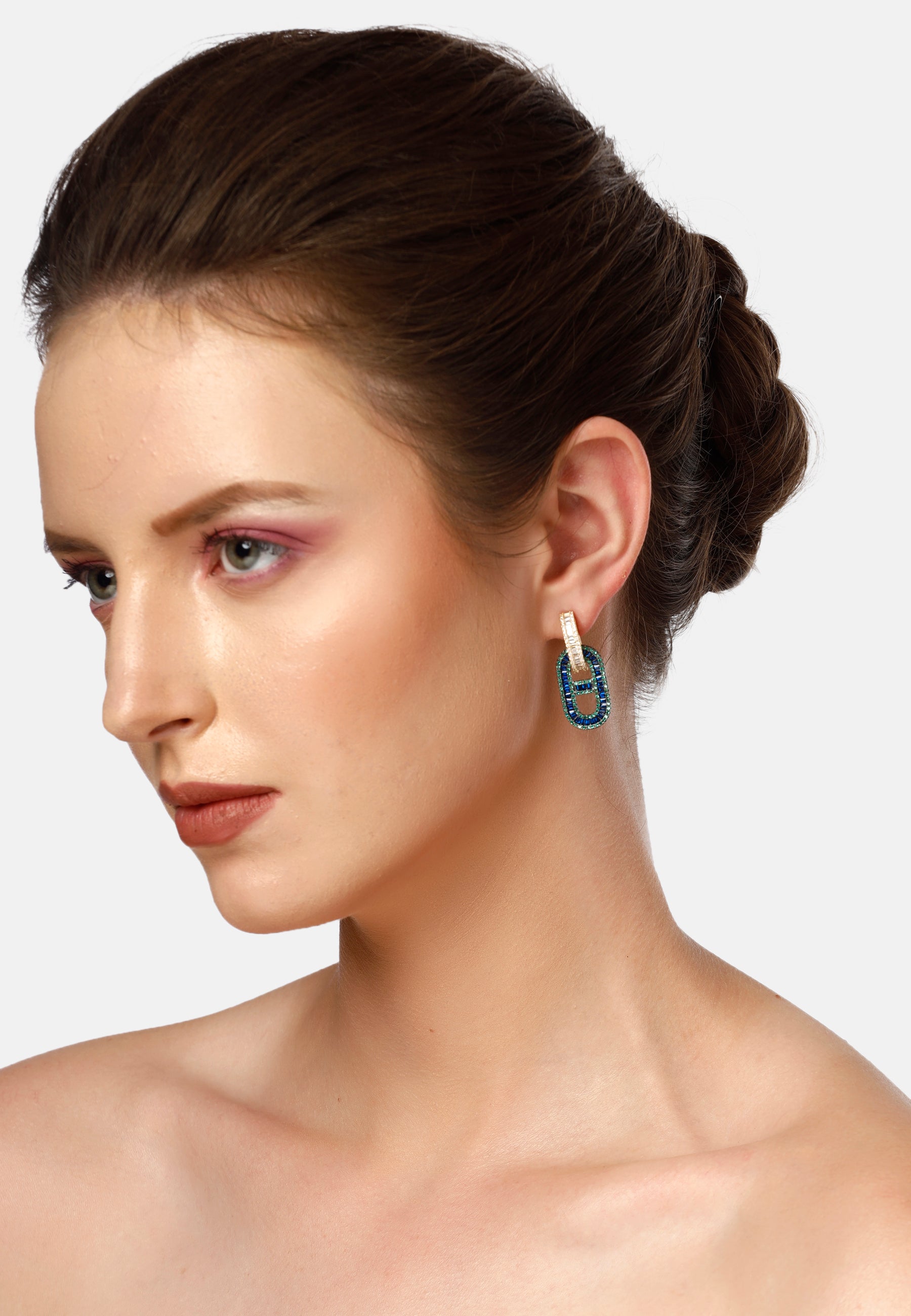 Blue Diva Cylinderical Drop Earrings, Image 4 of 5