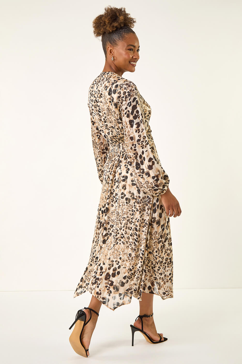 Natural Animal Print Twist Front Dress, Image 4 of 5