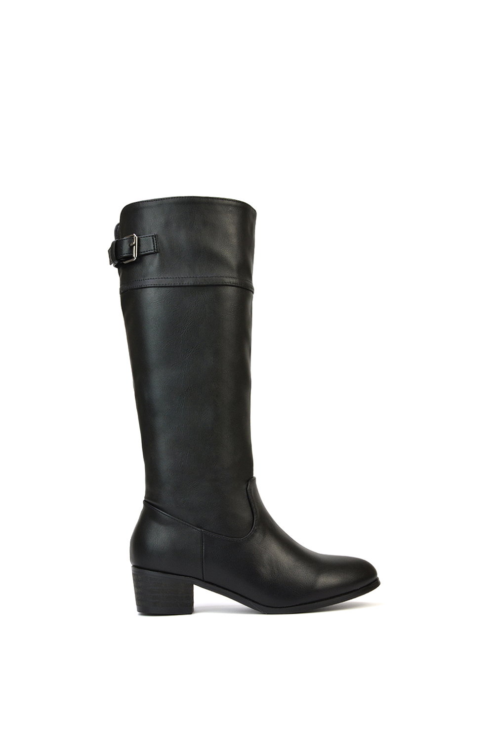 Black 'Caiden' Knee High Boots Low Heel Western Style