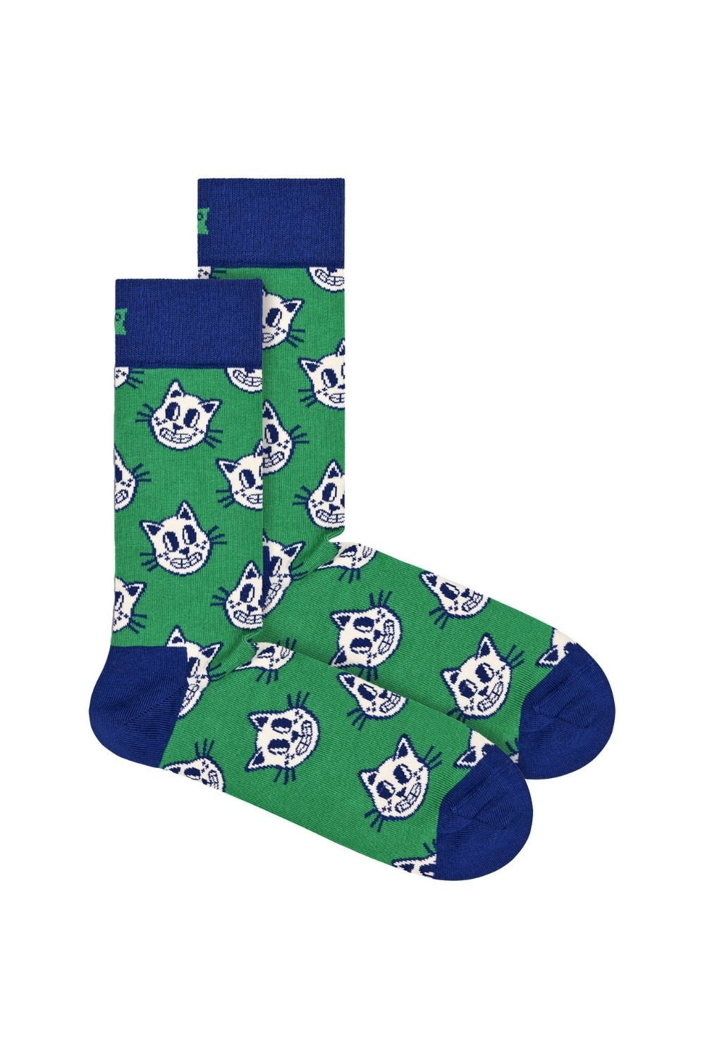 Green 1 Pack & Cotton Green Cat Design Socks, Image 1 of 3