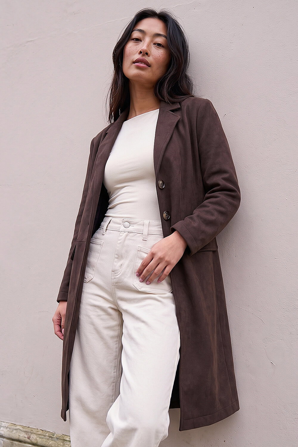 Roman Petite Women's Dark Brown Faux Suede Jacket Size 10