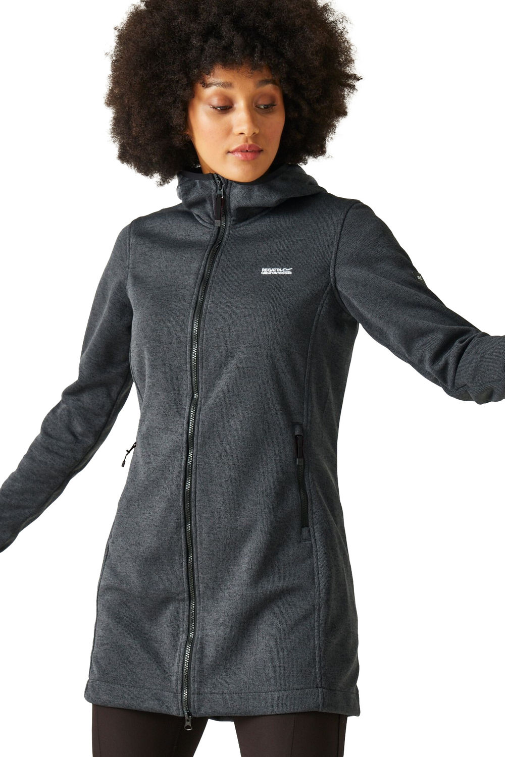Multi Bloomfield Marl Longline Fleece Jacket, Image 4 of 4