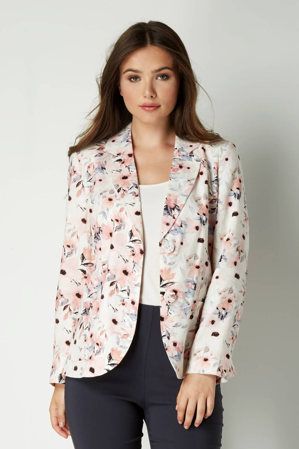 Ivory Pastel Linen Floral Jacket, Image 4 of 4
