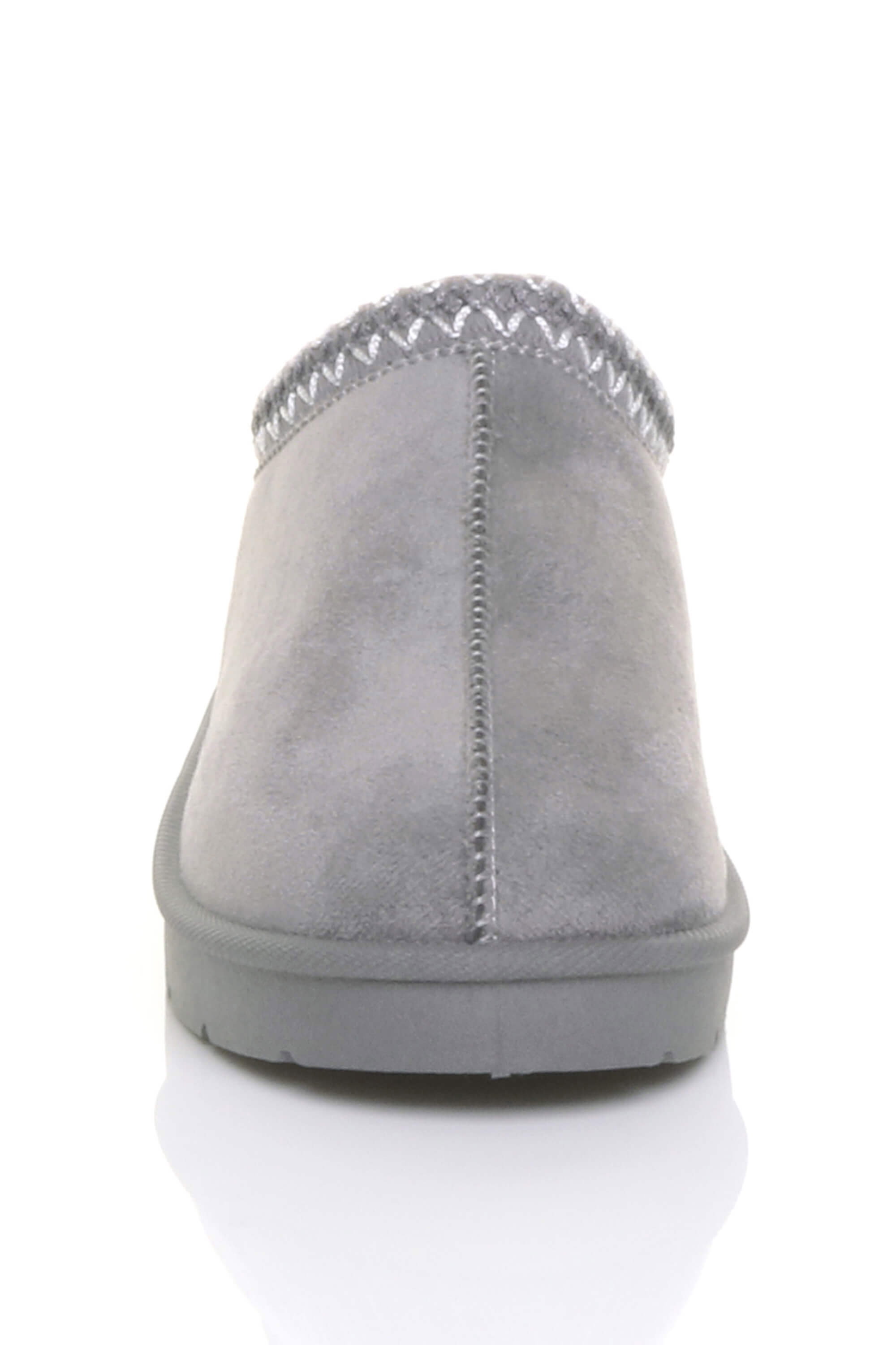 Grey Faux Fur Lined Comfy Aztec Embroidered Ultra Mini Booties Slippers, Image 6 of 6