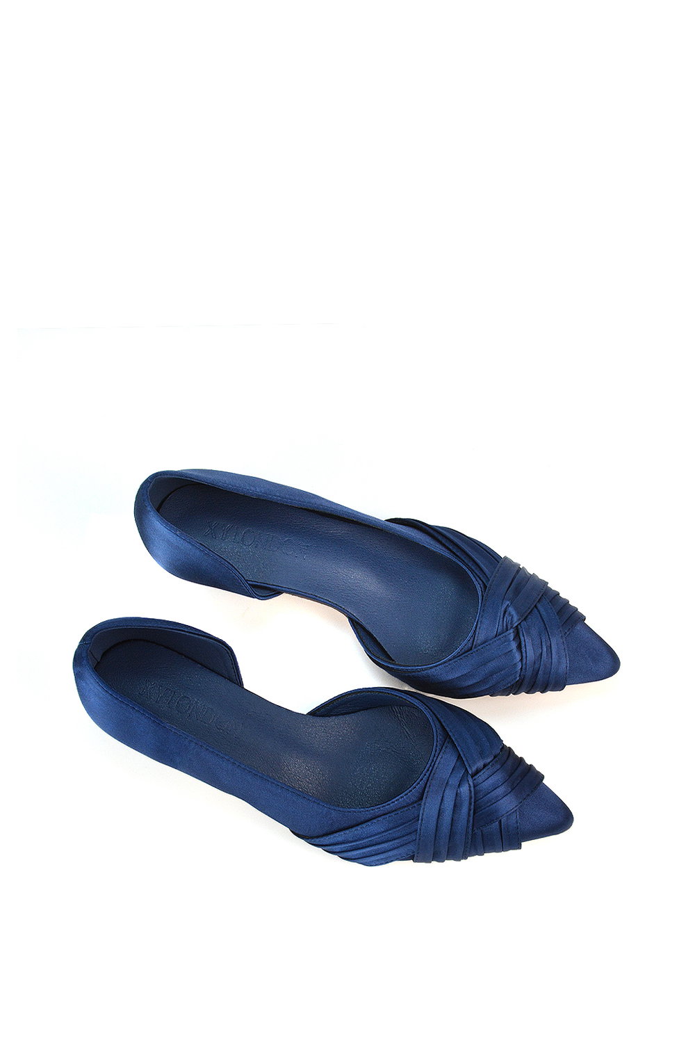 Navy XY LONDON Navy 'Freya' Pointed Toe Kitten Low Heel Classic Bridal Shoe Pumps, Image 6 of 6