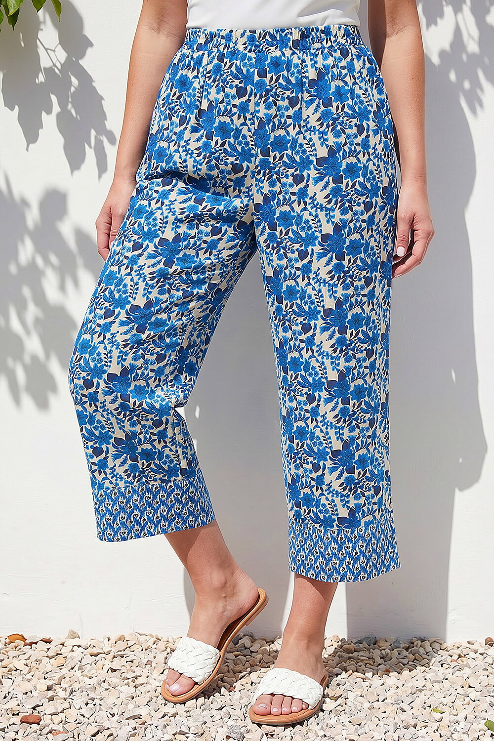 Blue Petite Print Cropped Trouser, Image 3 of 4