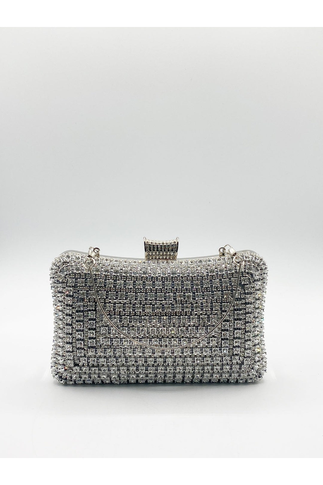 Silver Silver Diamante Clutch Bag, Image 4 of 6