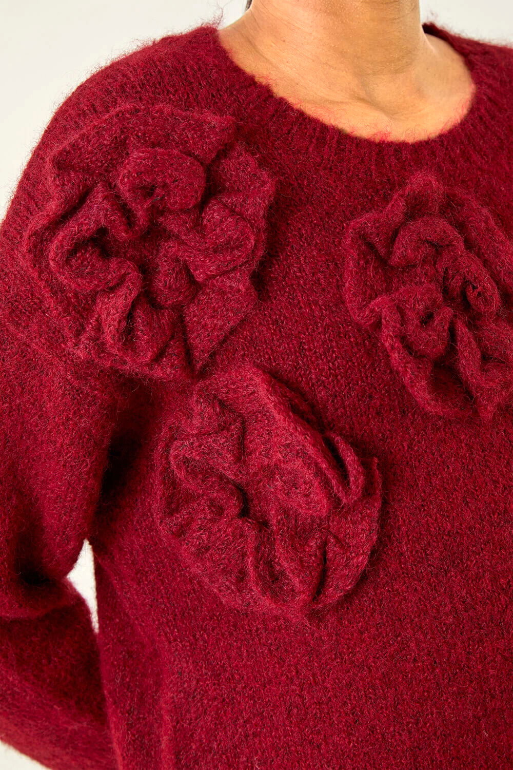Red Chunky Floral Knit Jumper, Image 6 of 5