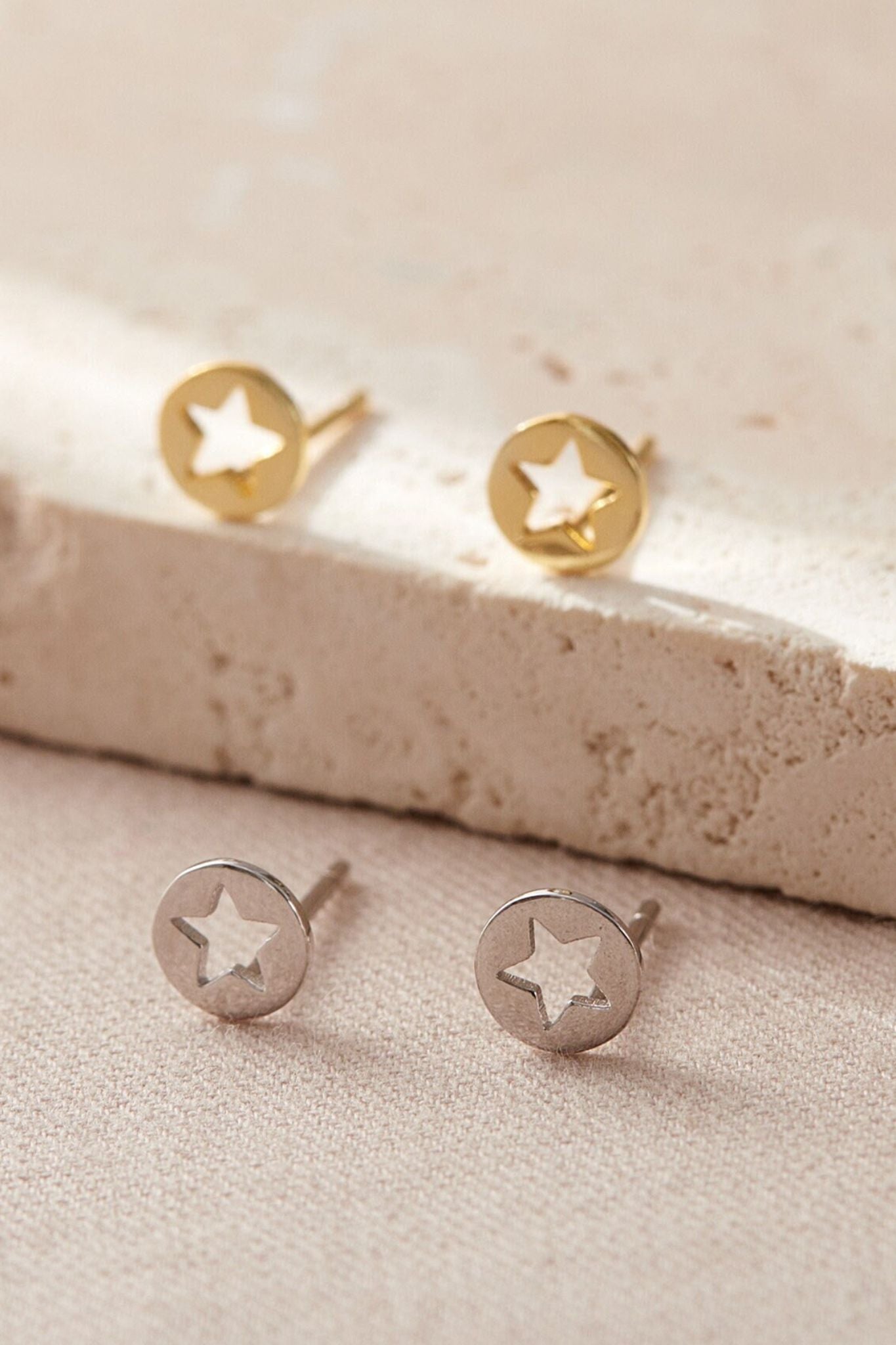 Silver Mia Gioielli Silver Sterling Silver Round Star Stud Earrings, Image 1 of 2