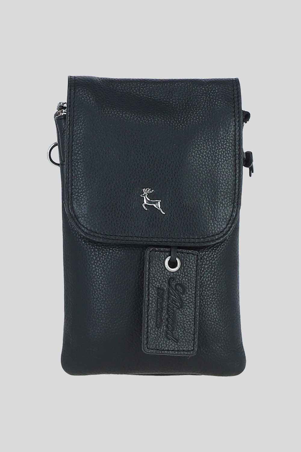 Black 'York' Real Leather Smartphone Crossbody Bag, Image 1 of 5