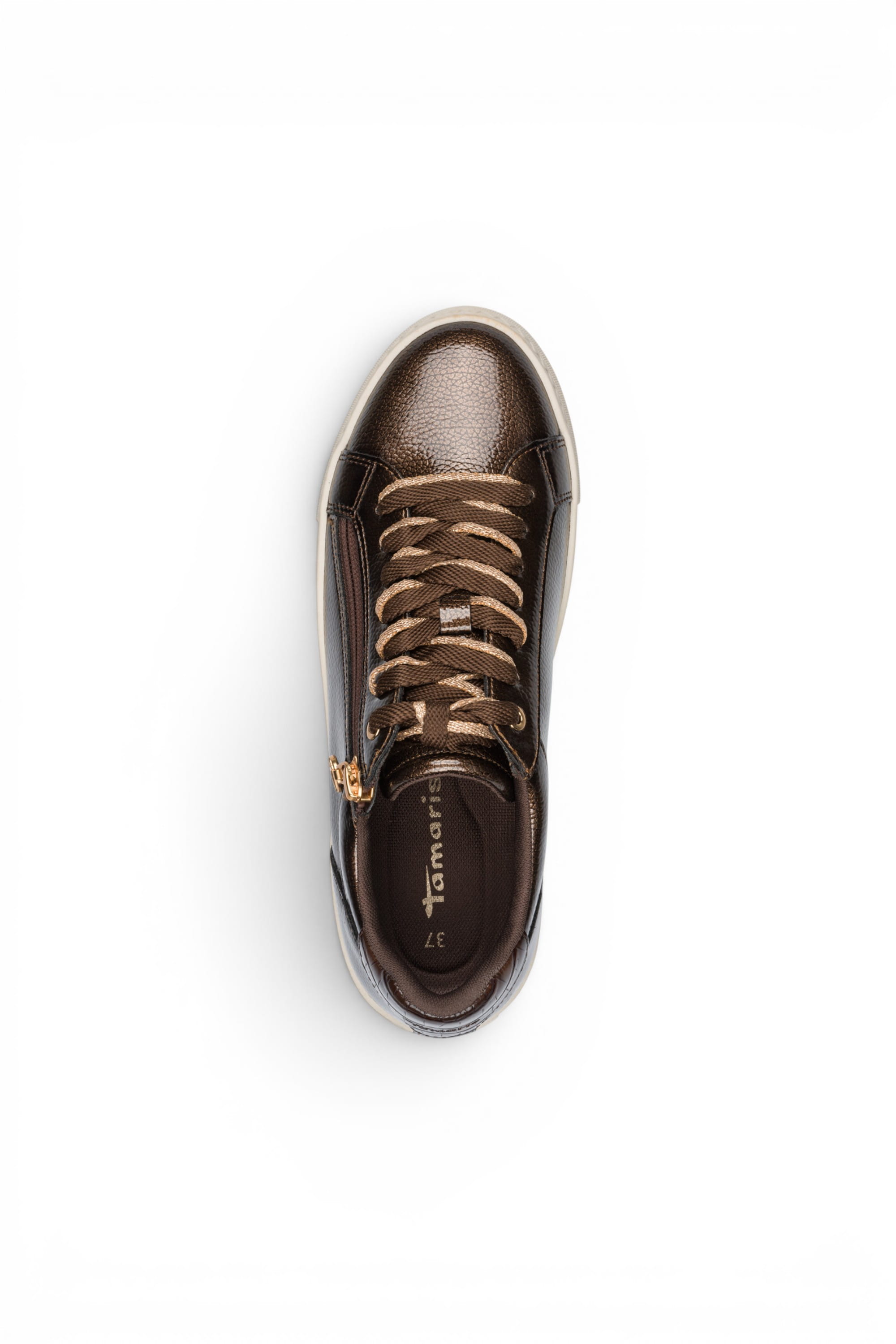 Brown Faux Leather Sneakers - 23313, Image 7 of 8