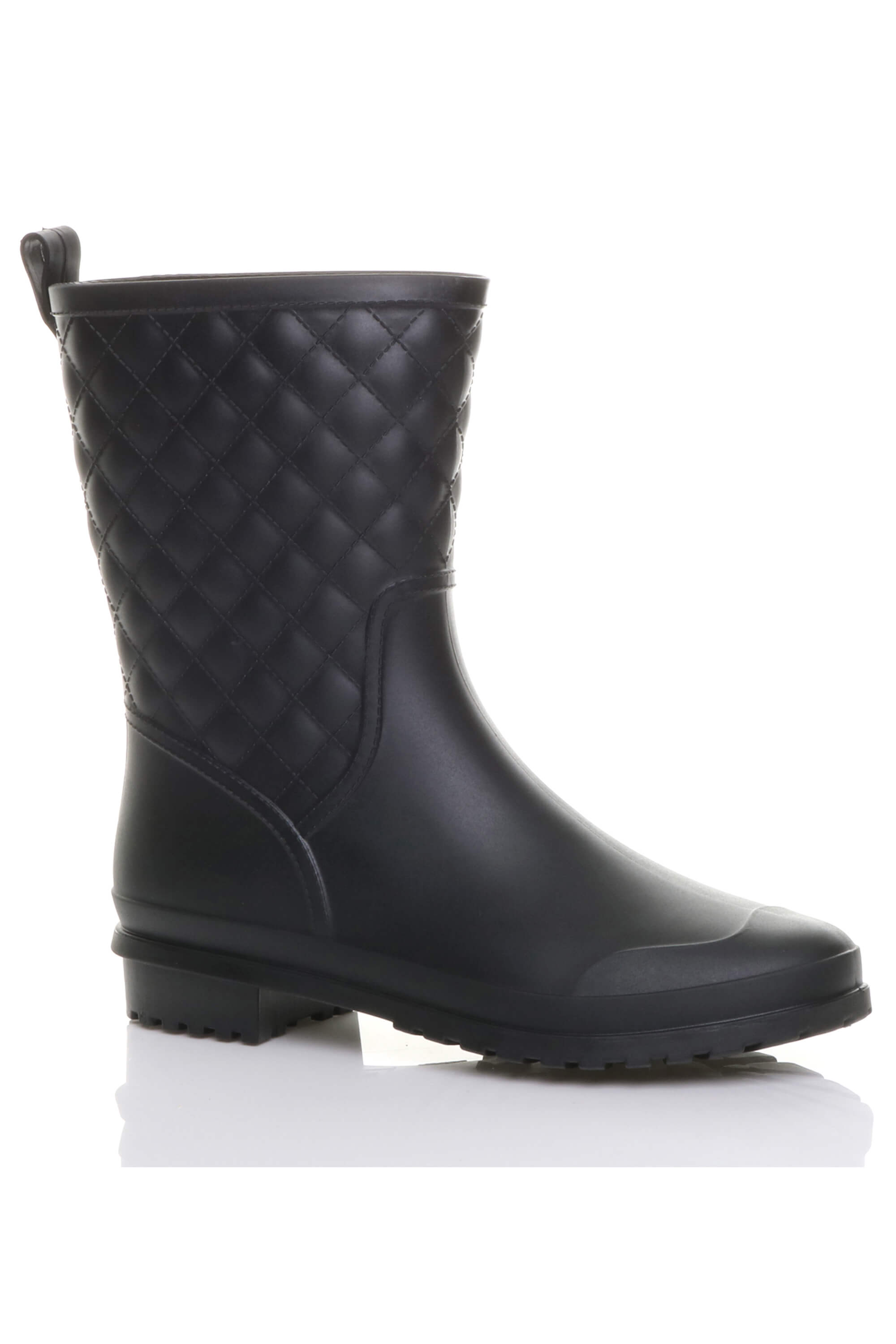 Black Waterproof Wellingtons Quilted Ankle Boots Wellies, Image 1 of 6