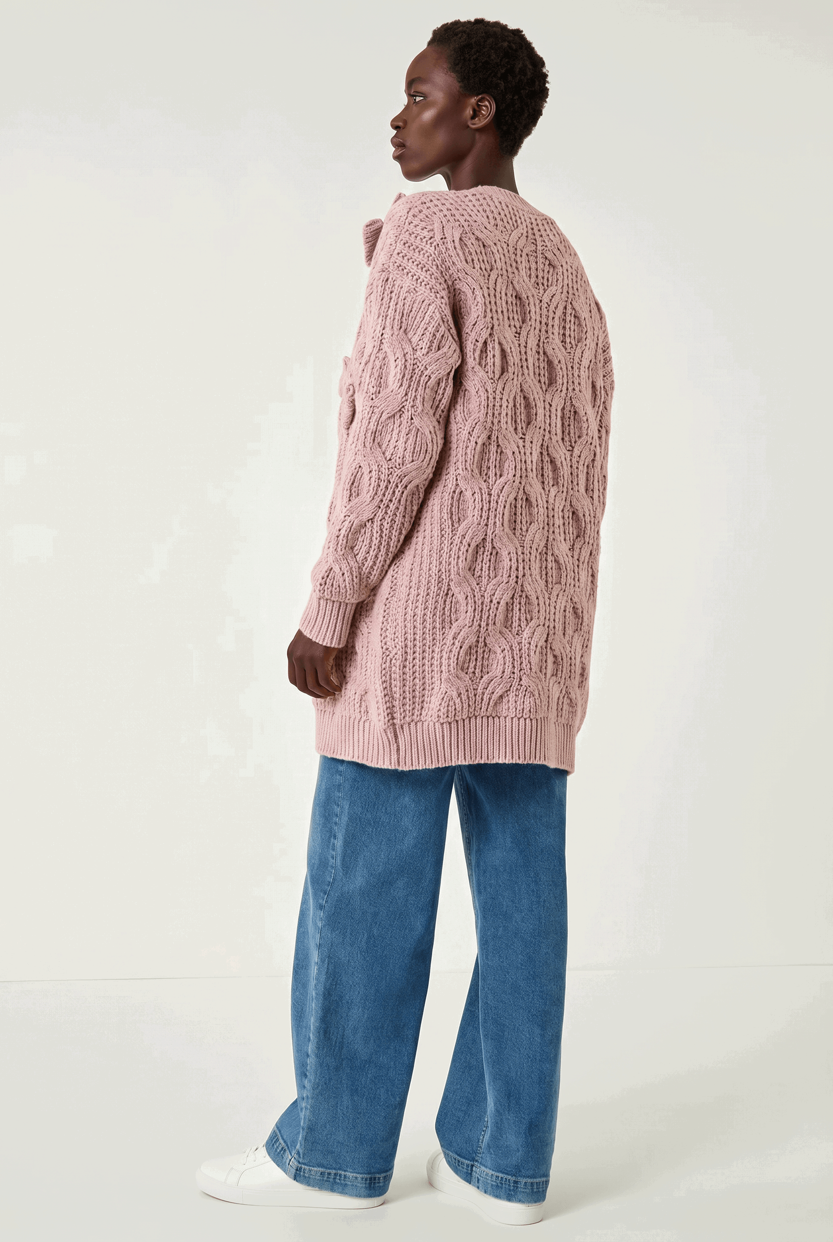 Light Pink 3D Bow Knit Cardigan, Image 1 of 5