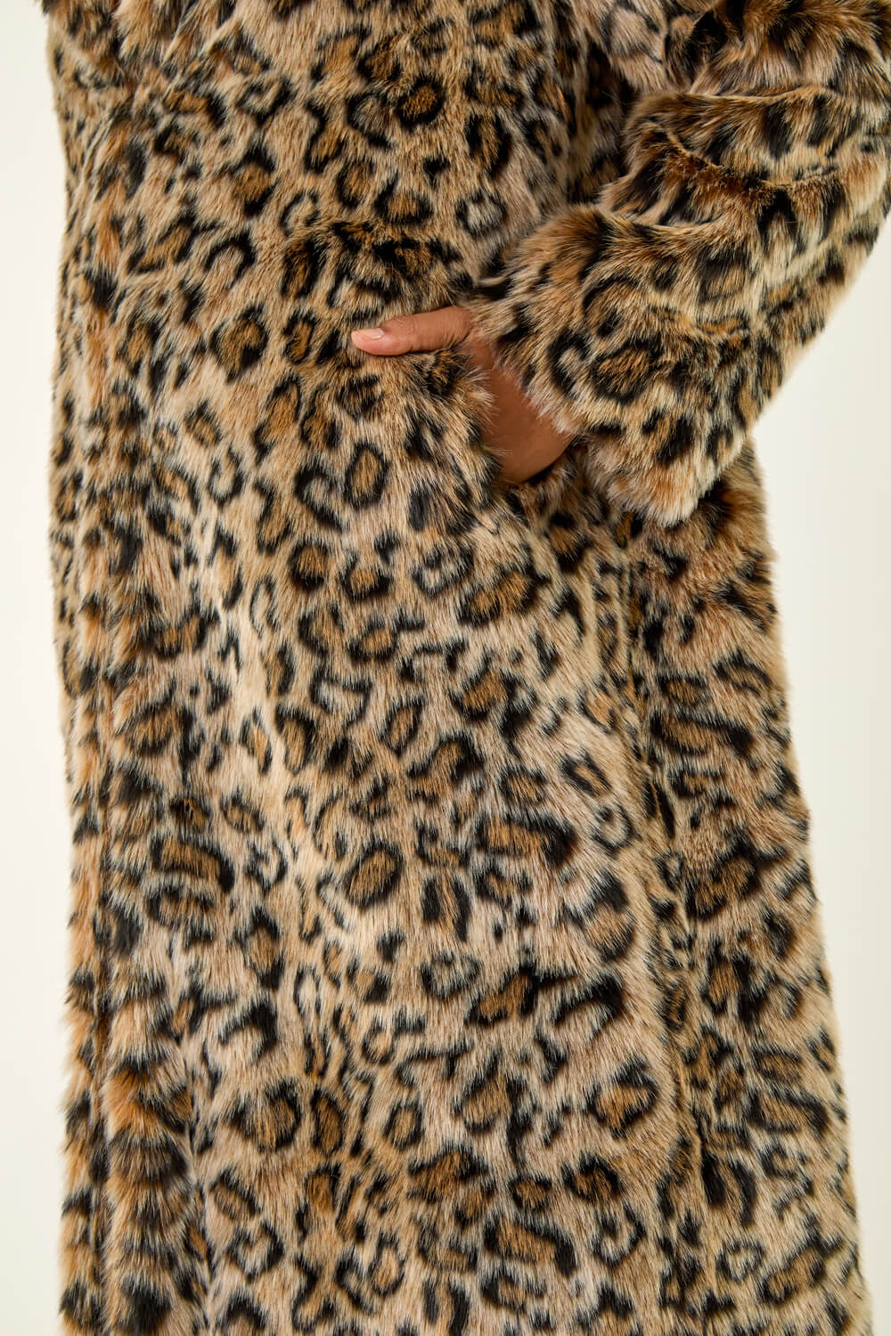 Brown Premium Animal Faux Fur Coat, Image 7 of 8