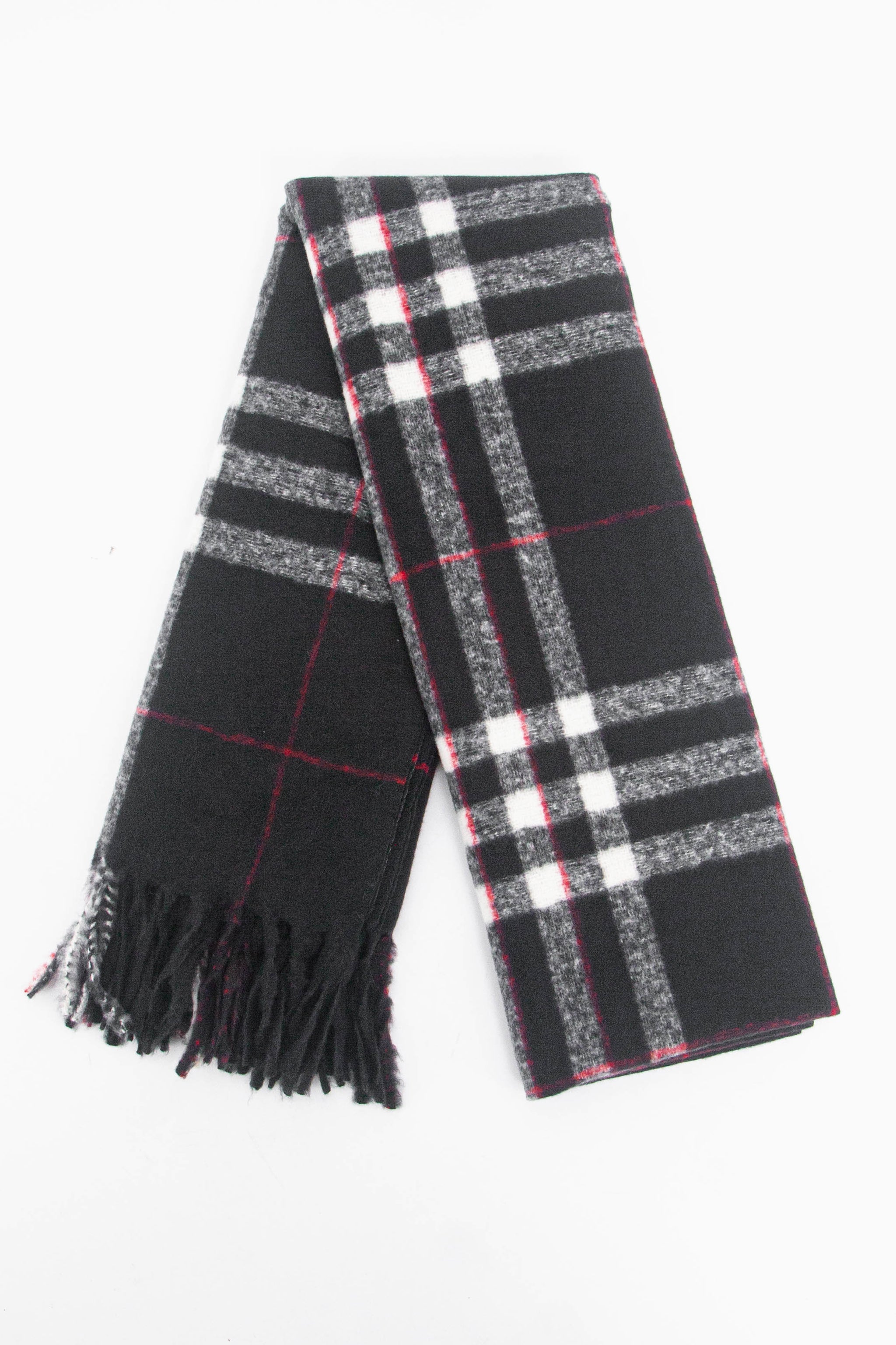 Black Traditional Tartan Check Winter Scarf, Image 3 of 3