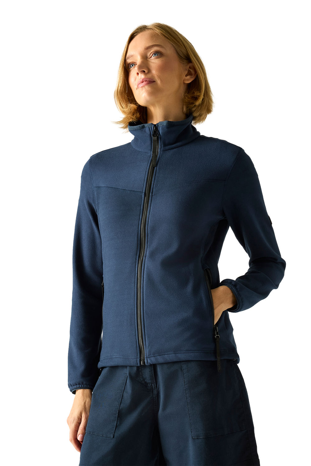 Navy Florena Full Zip Fleece Jacket, Image 4 of 5