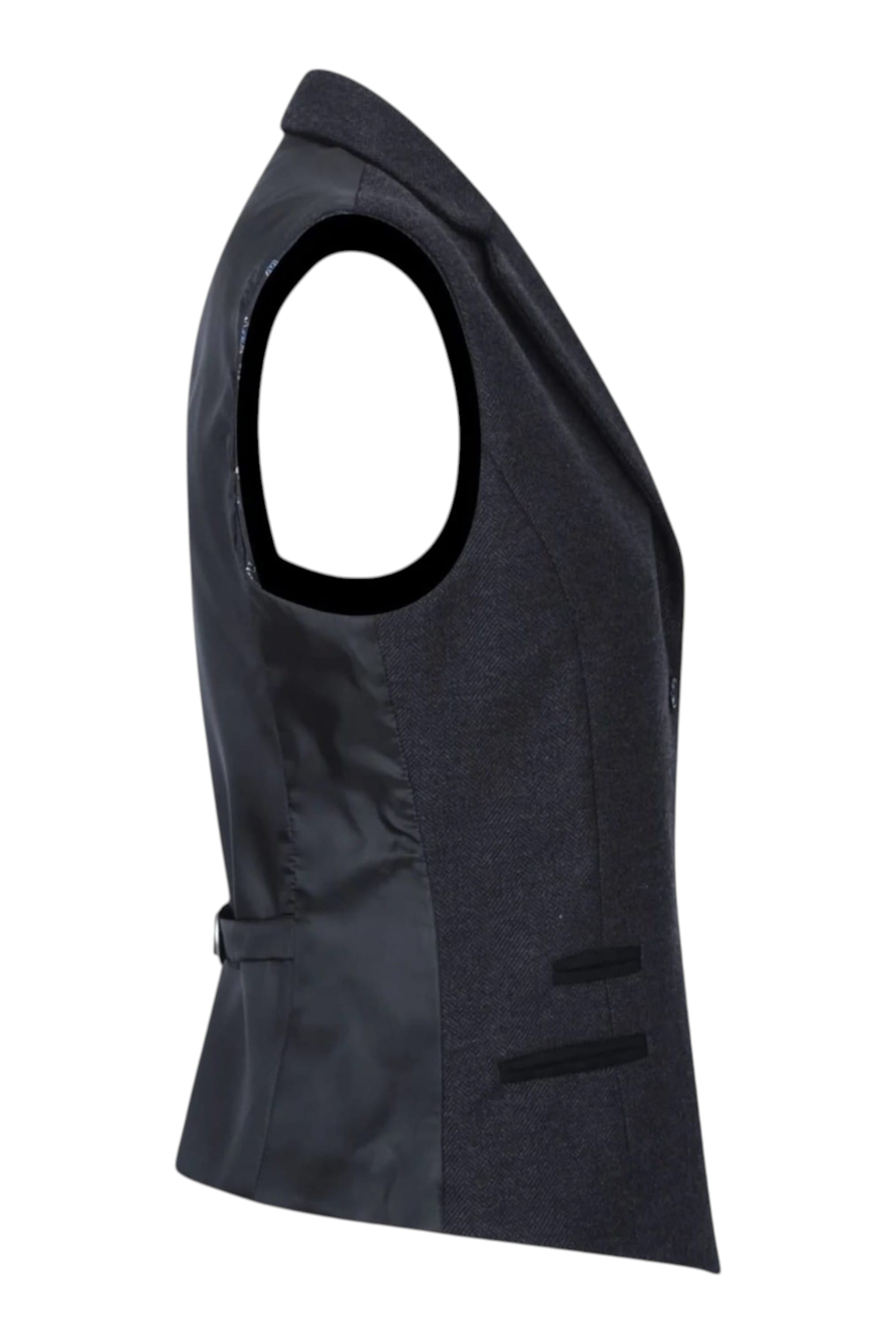 Black Infinity Leather Black Check Tweed Waistcoat Wool Blend Vest, Image 3 of 4