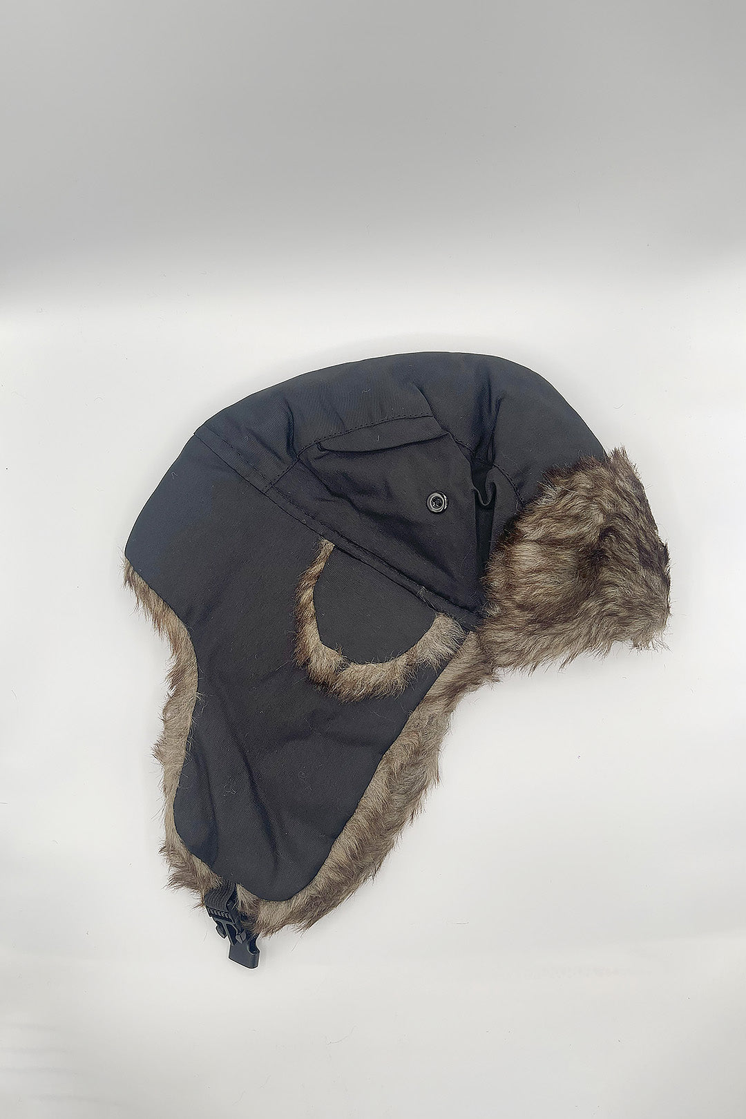 Black Tapper Hat with Faux Fur Lining, Image 2 of 4