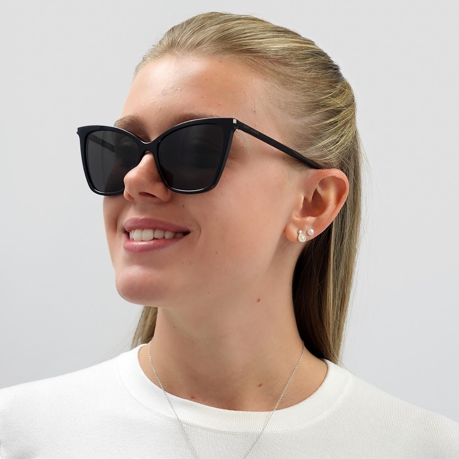 Black Saint Laurent Black Cat Eye Black Grey Sunglasses, Image 6 of 6