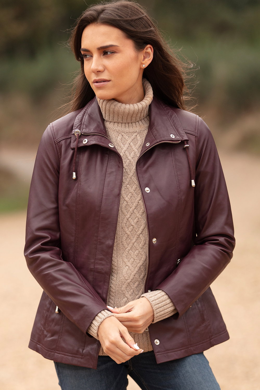Burgundy Ashwood Leather Burgundy Versatile Real Leather Casual Jacket, Image 1 of 5