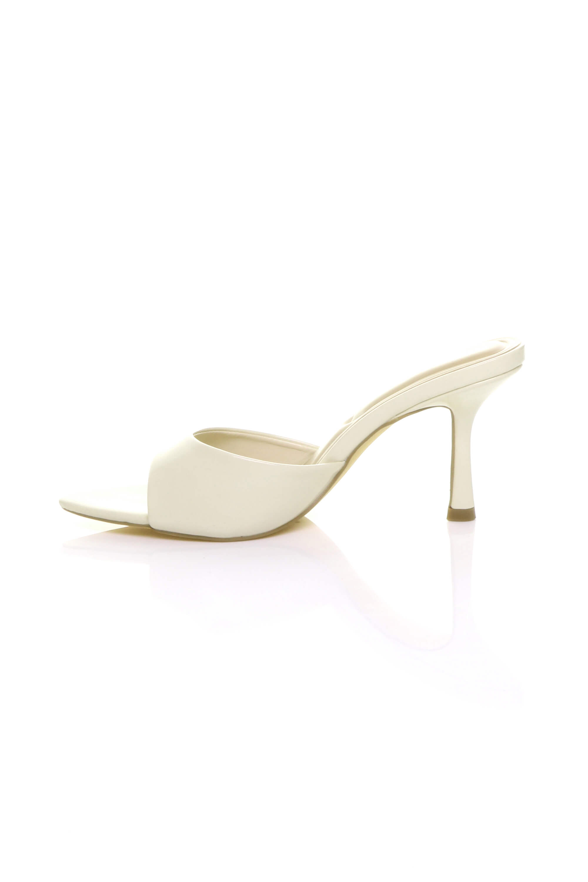 Beige AJVANI Beige High Heel Pointed Peep Toe Sandals Mules, Image 3 of 4