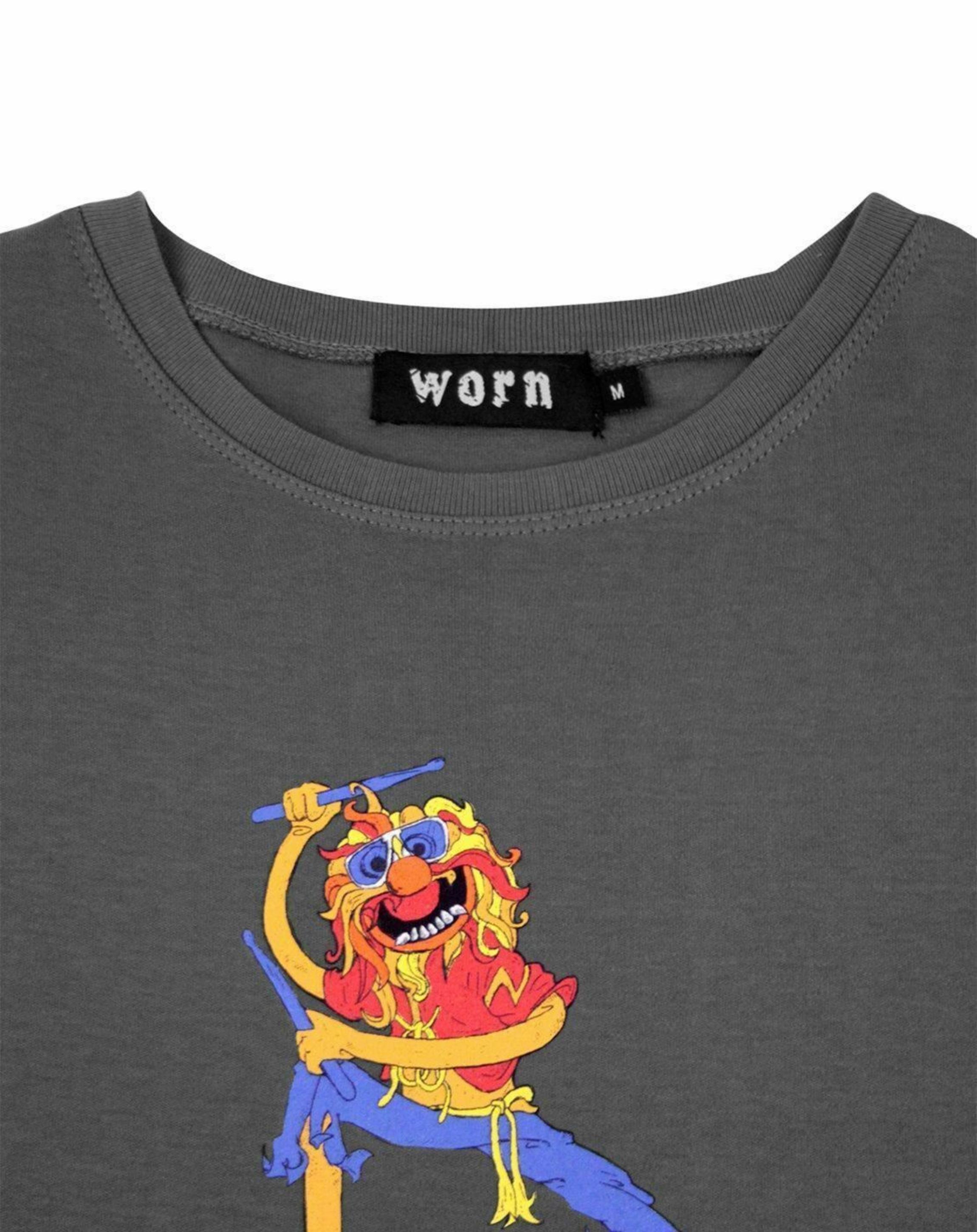 Charcoal The Muppets Animal Drummer By Worn T-Shirt, Image 4 of 4
