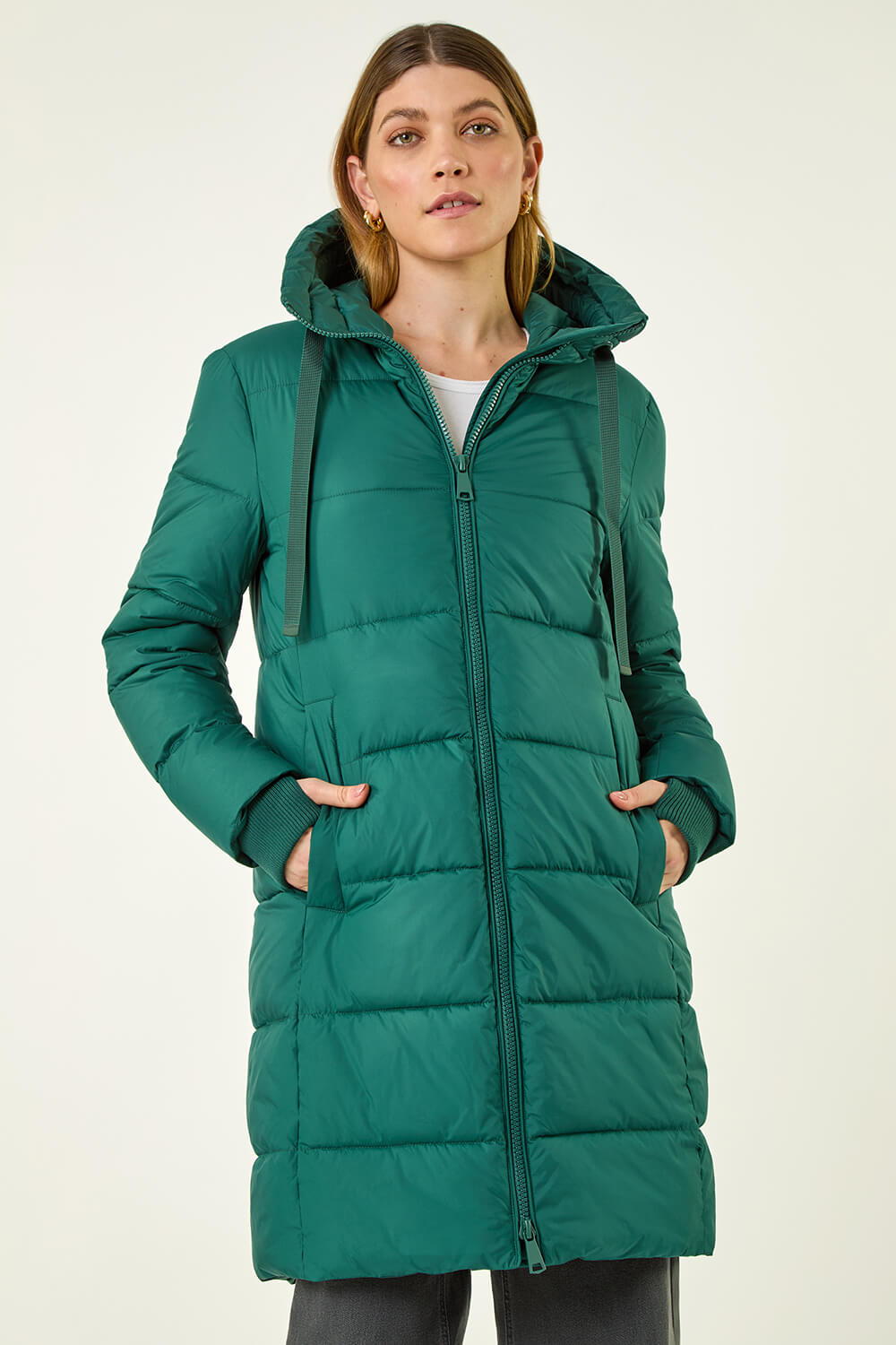 Forest  Longline Padded Hooded Coat, Image 5 of 5