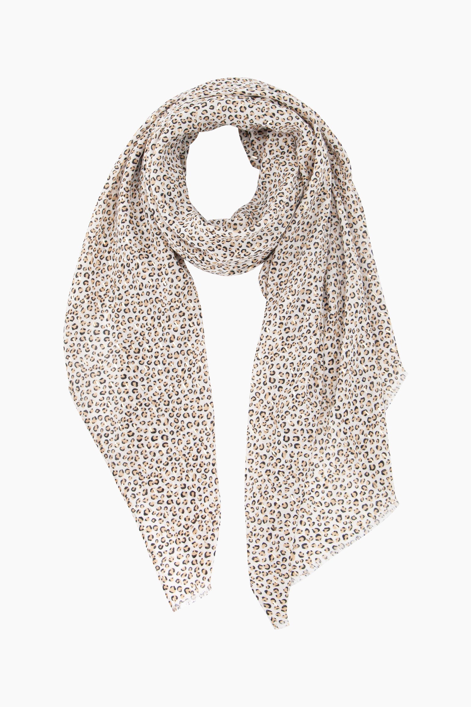 Cream Sarta Cream Leopard Print Lightweight Scarf, Image 1 of 4