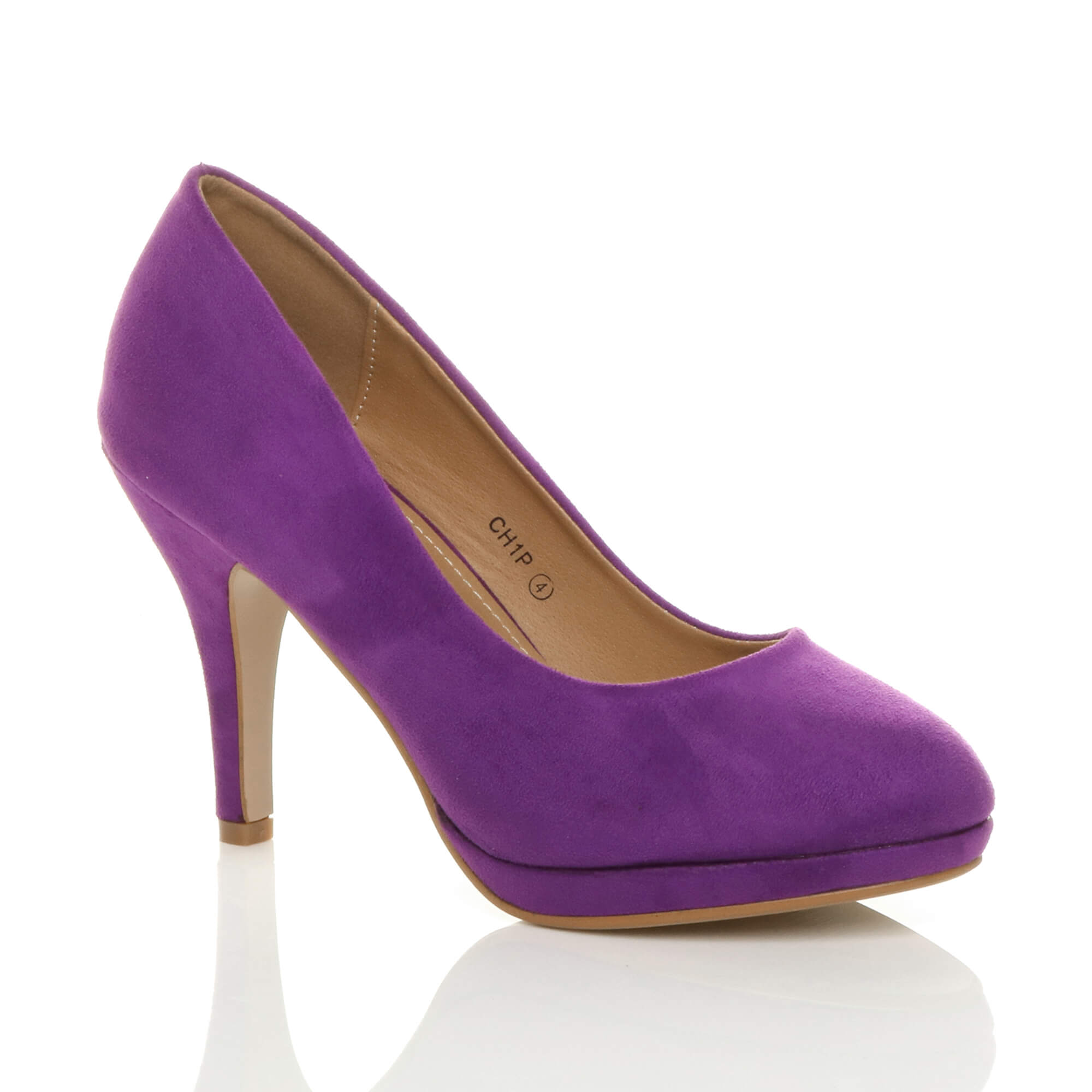 Purple Mid High Heel Court Shoes