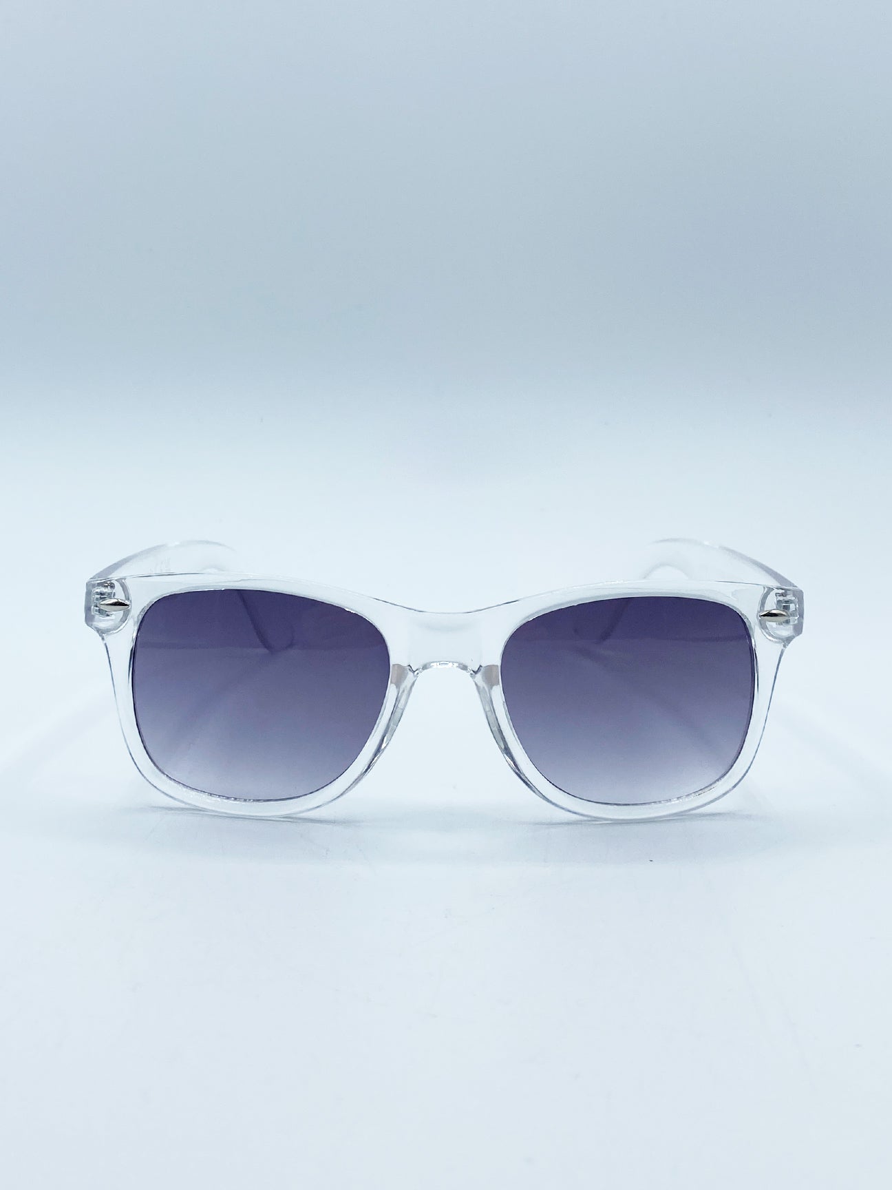 Grey Clear Wayfarer Sunglasses with Graded Grey Lenses, Image 1 of 4