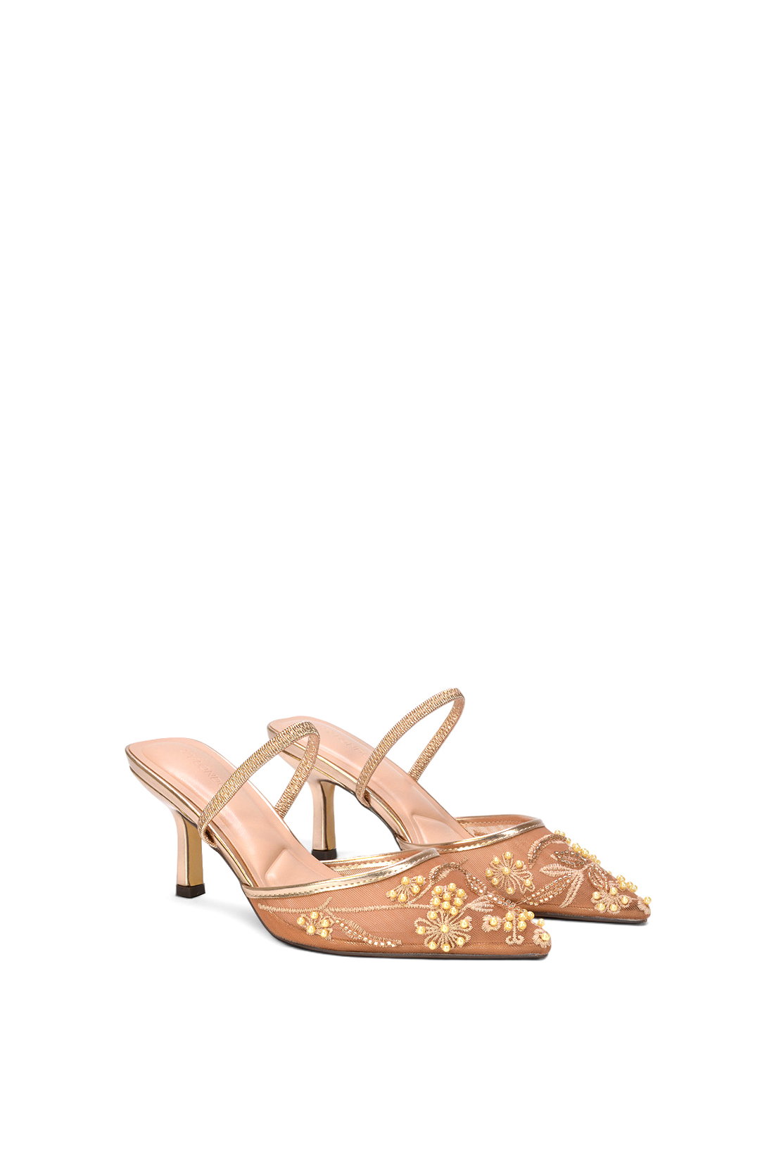 Rose Embroidered Slingback Mesh Court Shoes, Image 3 of 6