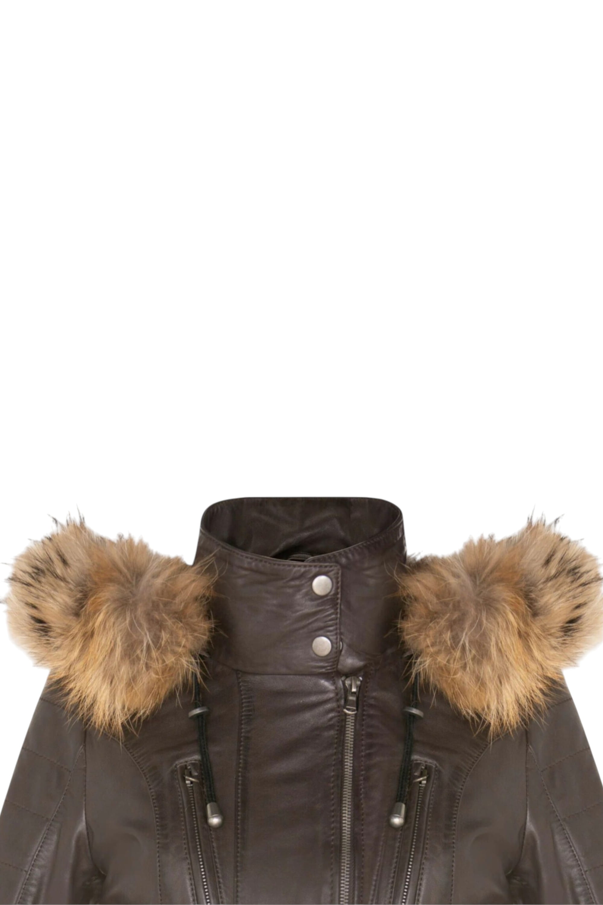 Brown Quilted Leather Parka Jacket-Winton, Image 6 of 6