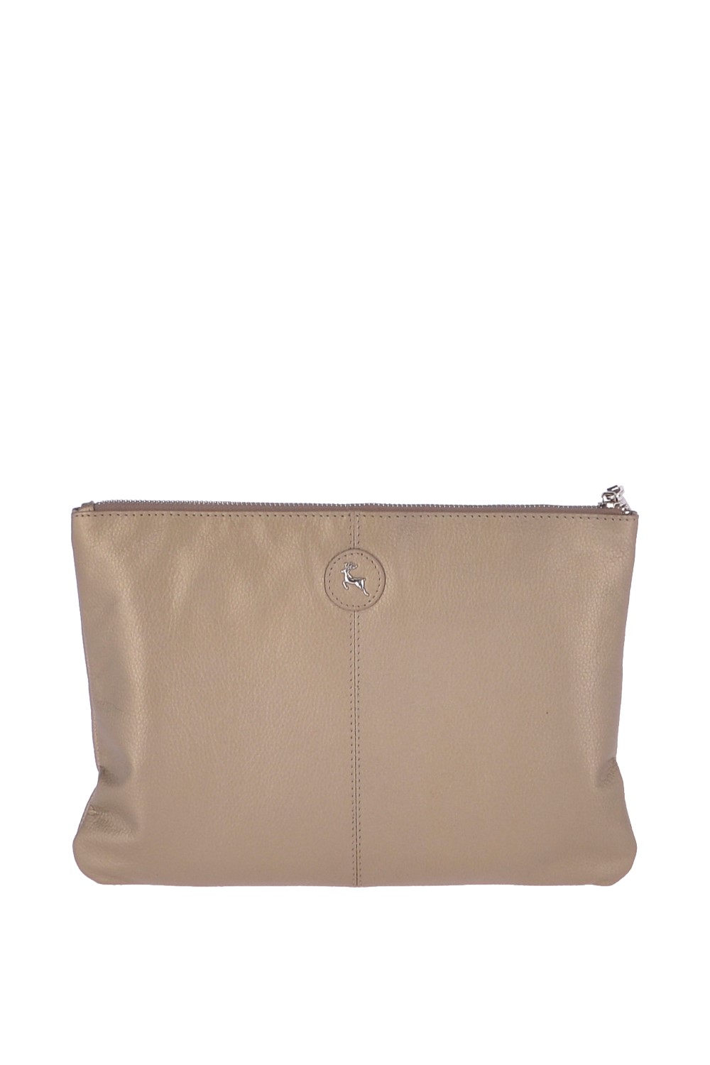 Gold Real Leather Large Studded Clutch Bag, Image 4 of 4