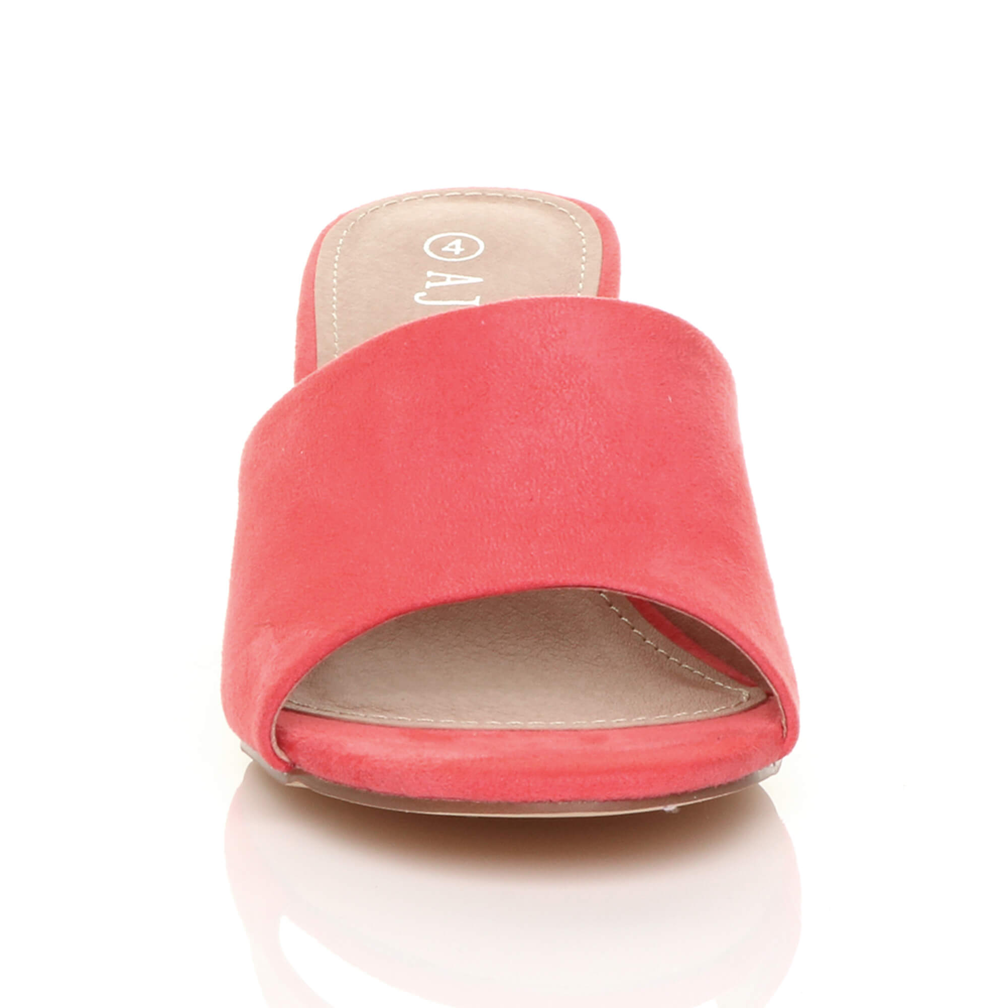 Coral AJVANI Coral Mid Block Heel Peep Toe Mules Sandals, Image 6 of 6