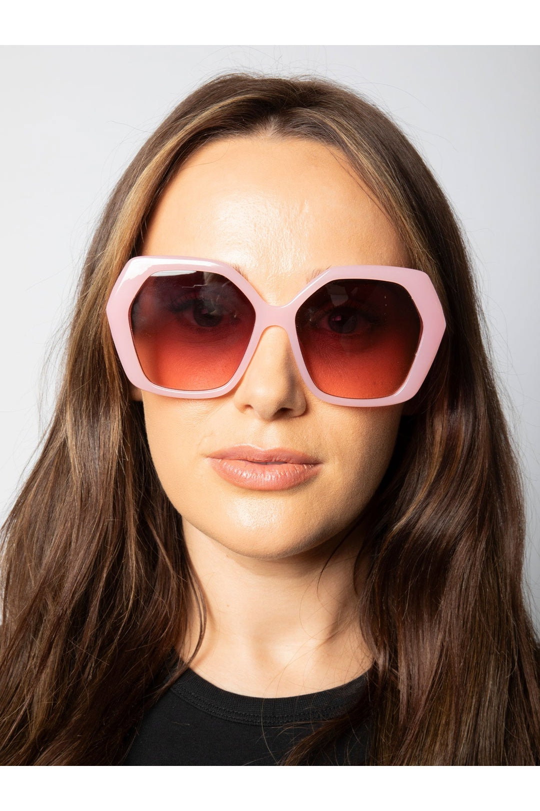 Pink Oversized Rounded Angular Sunglasses in Pink, Image 5 of 6