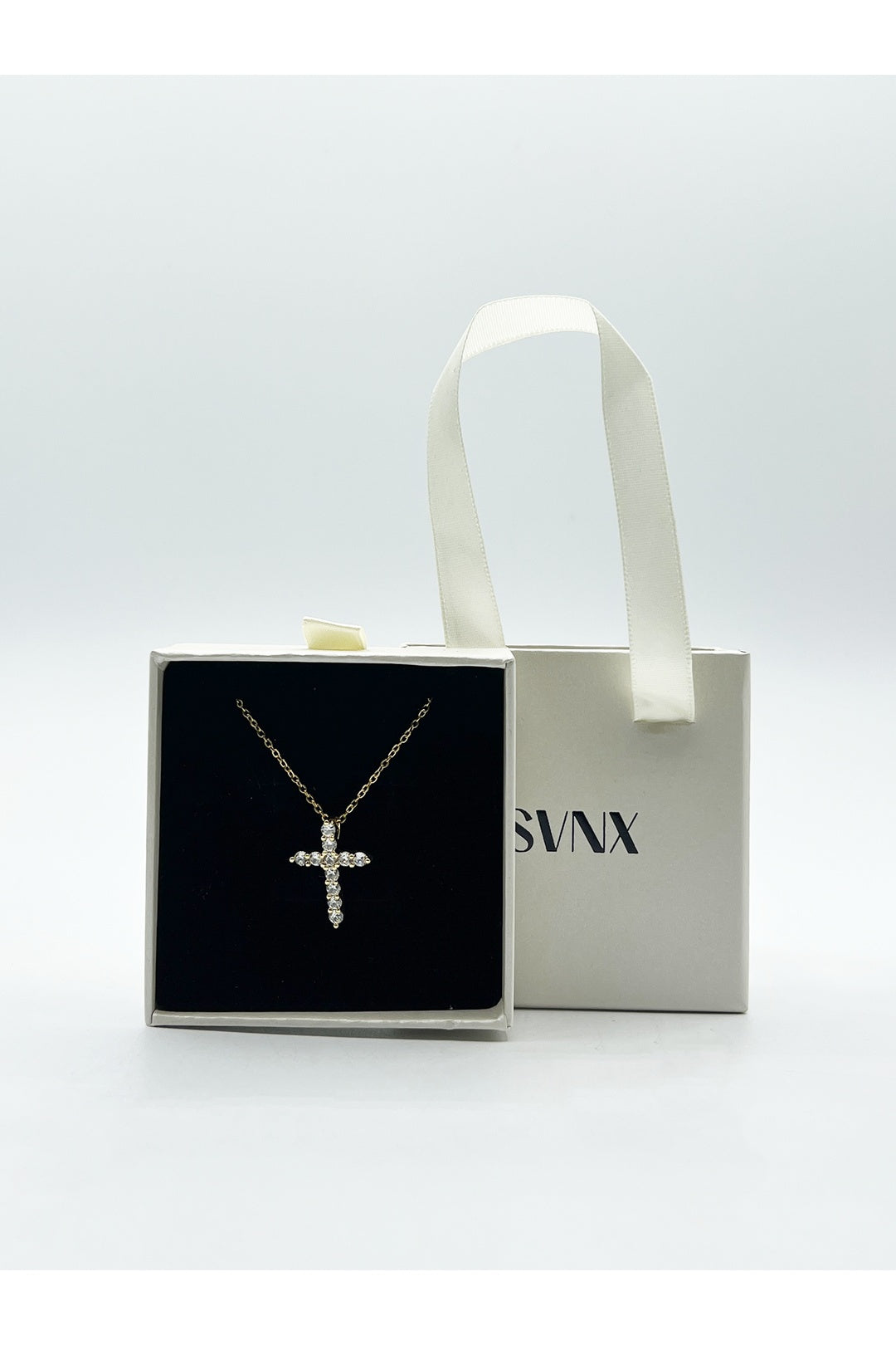 Gold Diamante Cross Necklace - Gift Boxed, Image 6 of 6