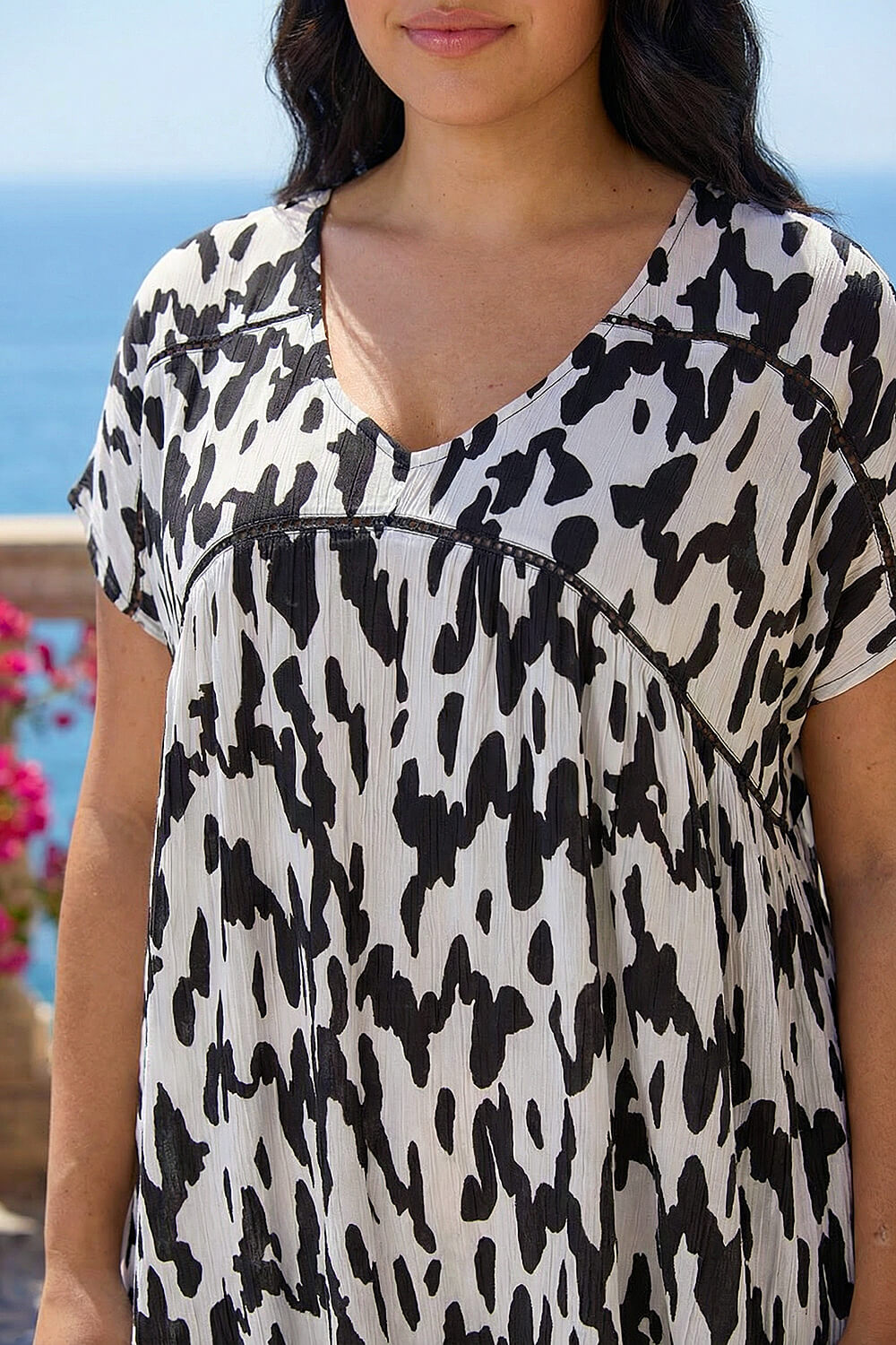 Black Curve Ladder Printed Top, Image 5 of 4