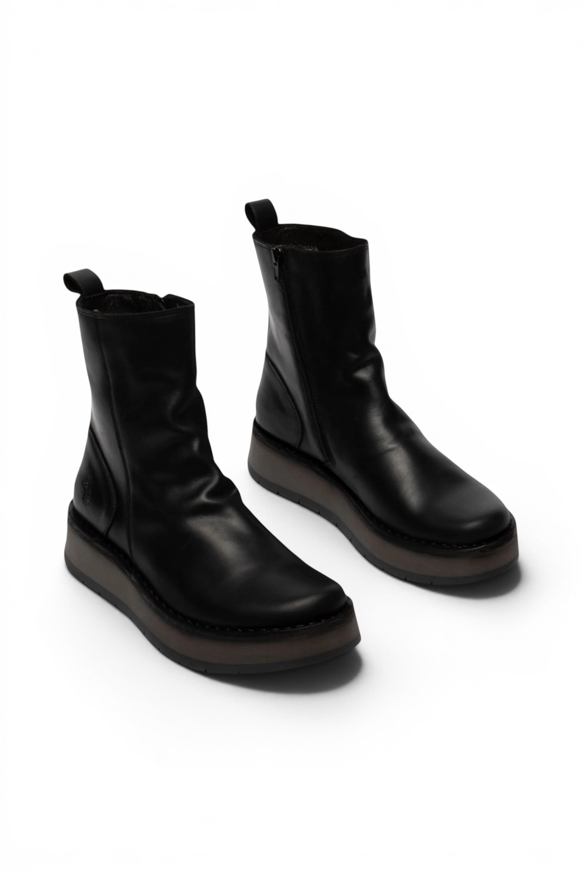Black Womens Zip Up Ankle Boots - RENO053FLY, Image 2 of 5