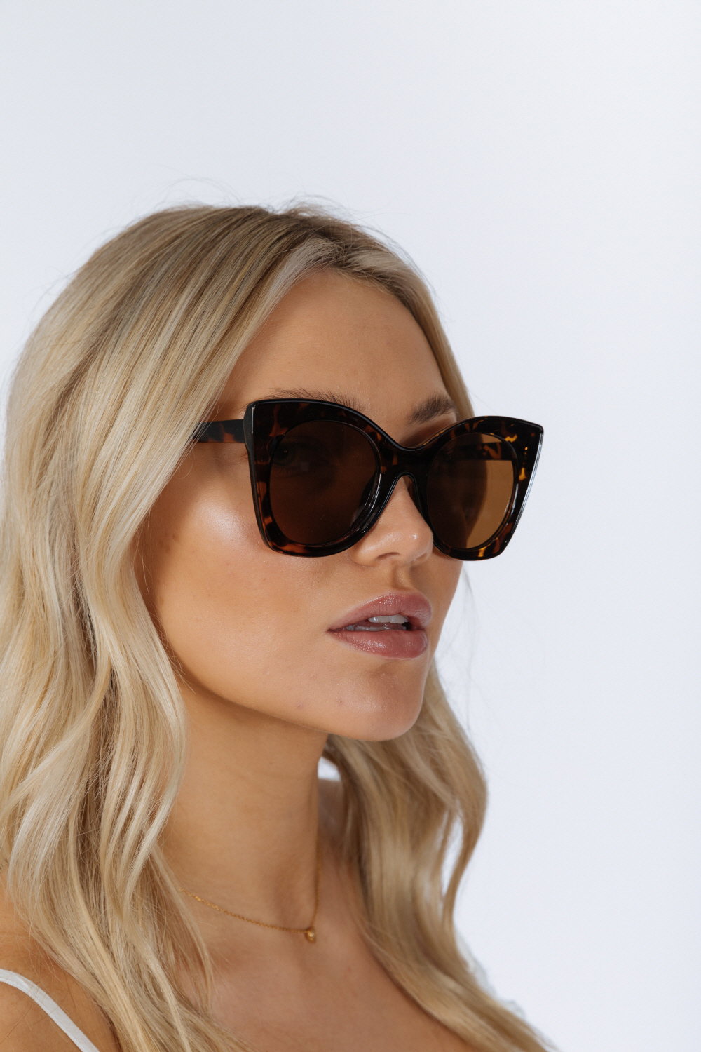 Brown Oversized Round Cat-Eye Sunglasses, Image 1 of 6