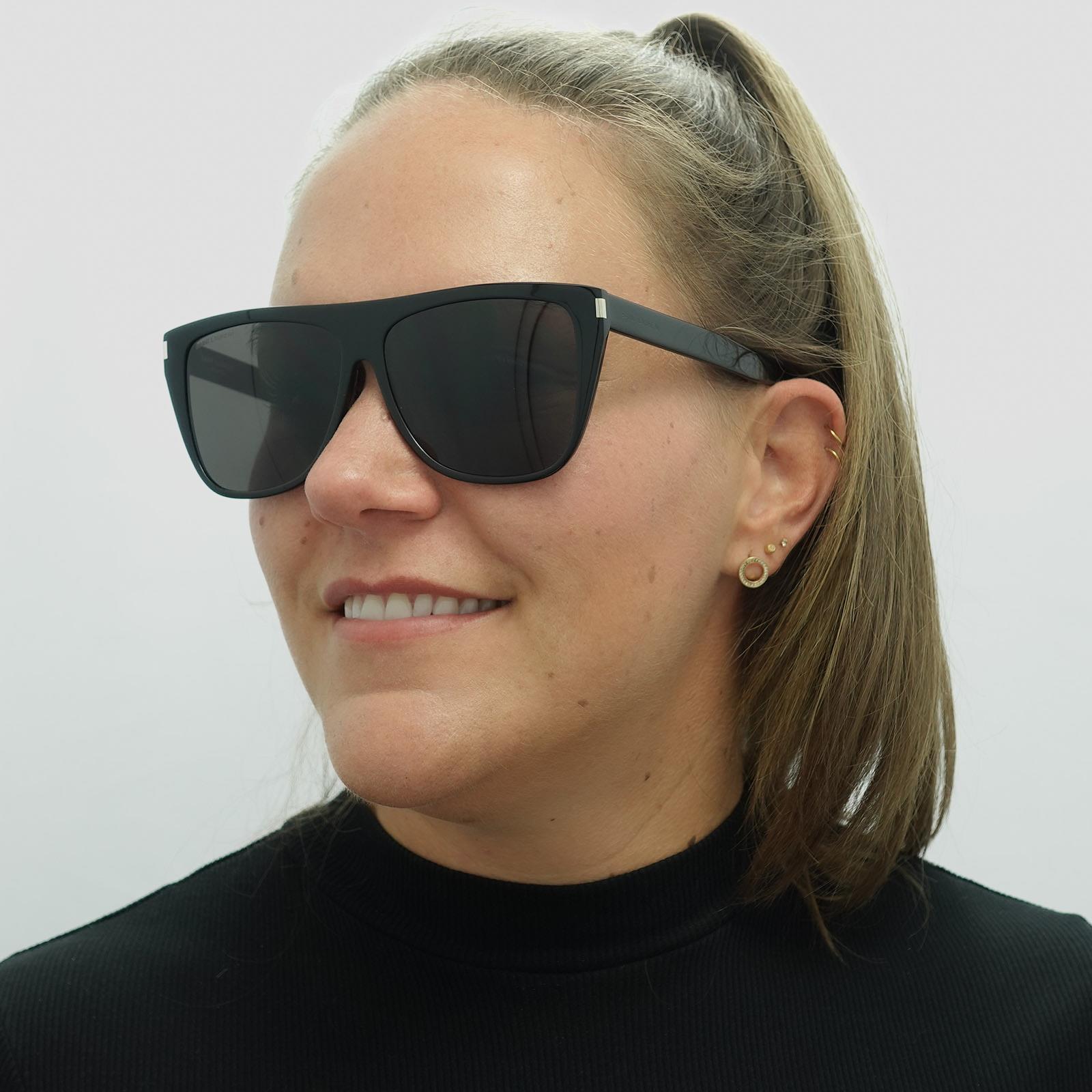 Black Saint Laurent Black Square Black Grey Smoke Sunglasses, Image 5 of 6