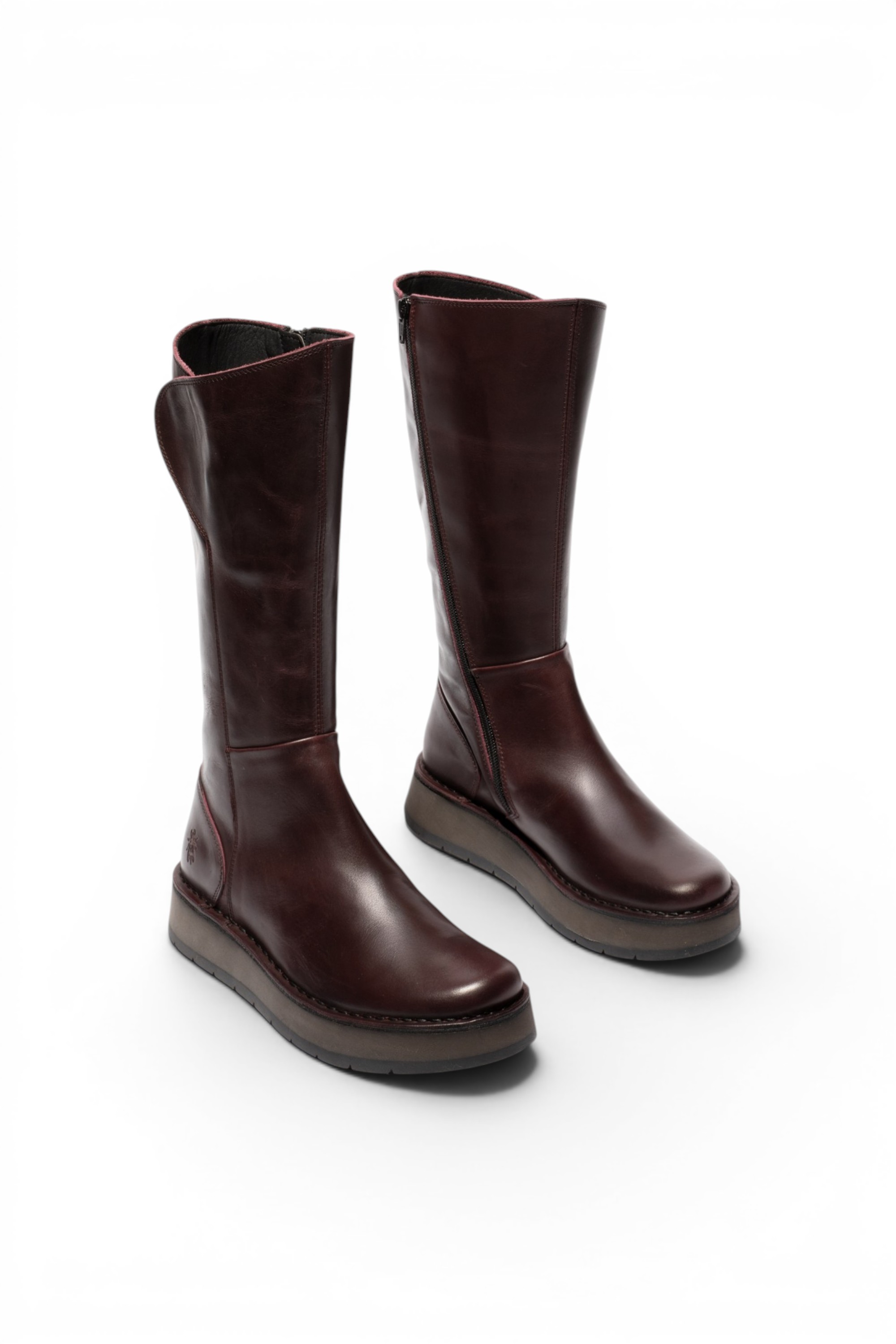 Wine Womens Leather High Long Boots-RHEA042, Image 2 of 5