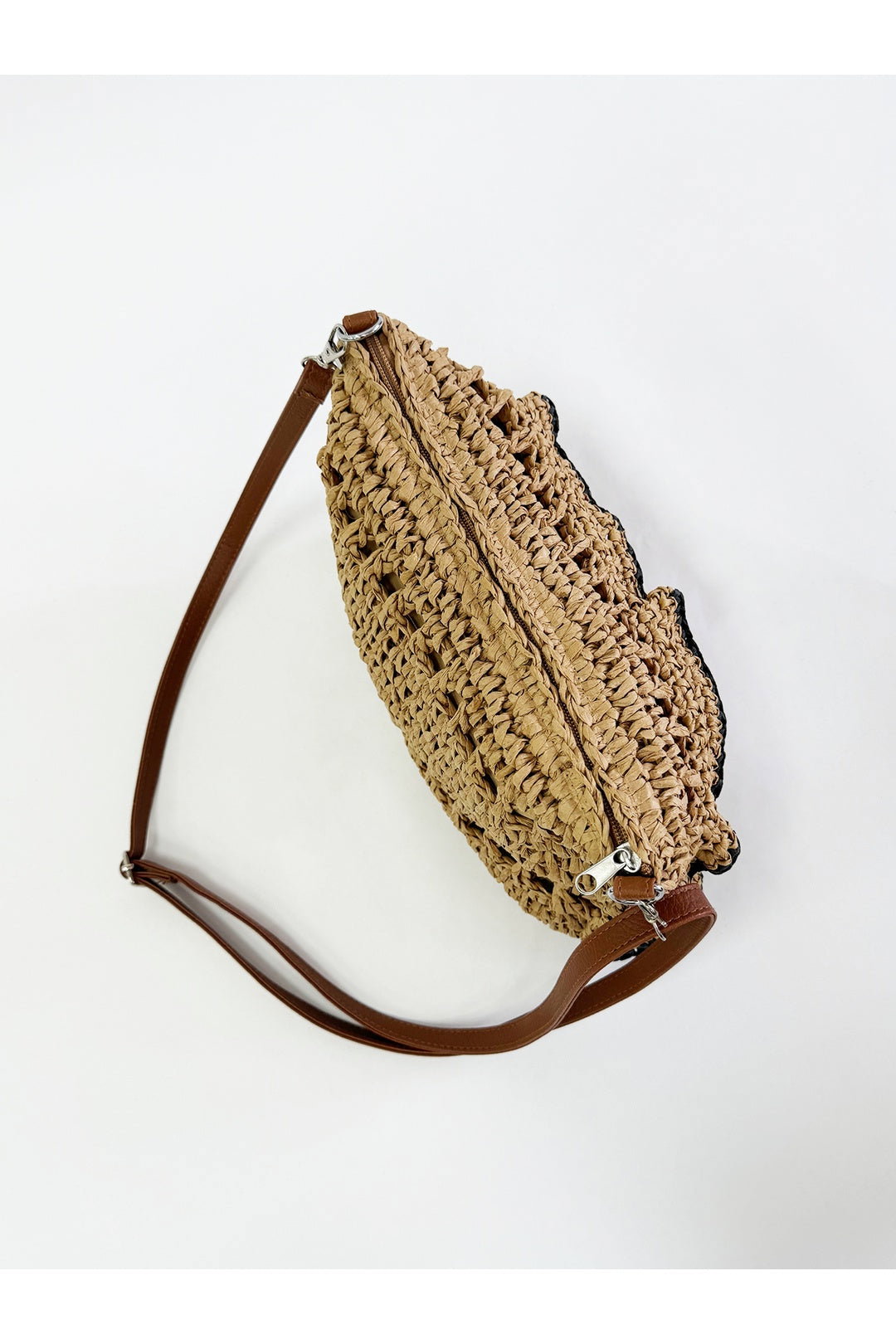 Natural Straw Shoulder Bag with Frill Detail, Image 3 of 4