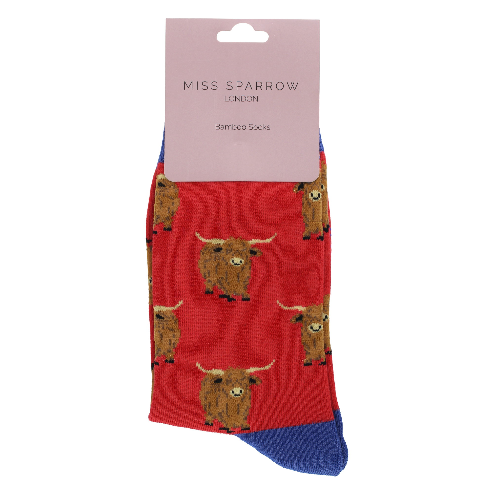 Red Highland Cow Socks | Novelty Bamboo Socks, Image 3 of 3