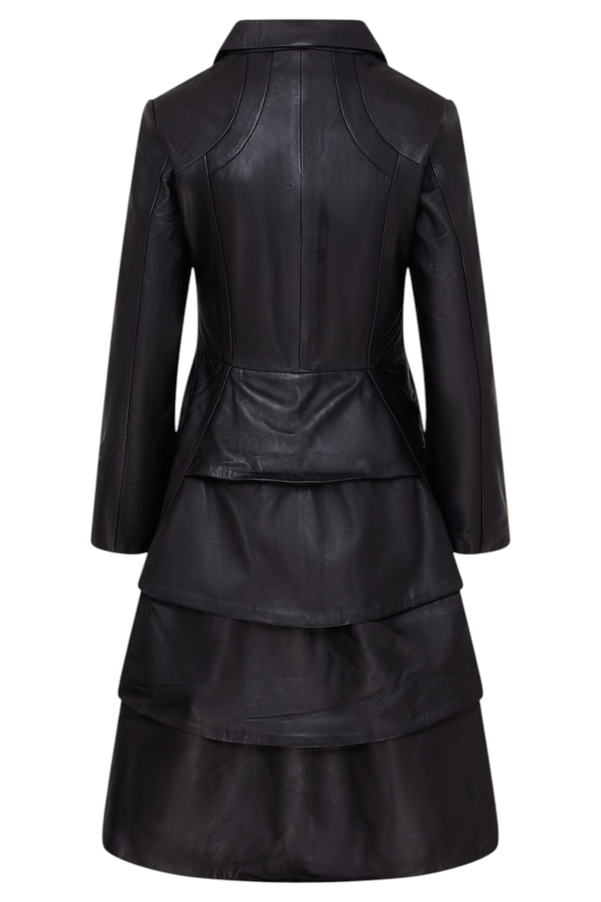 Black Goth Full Length Victorian Leather Coat, Image 4 of 6