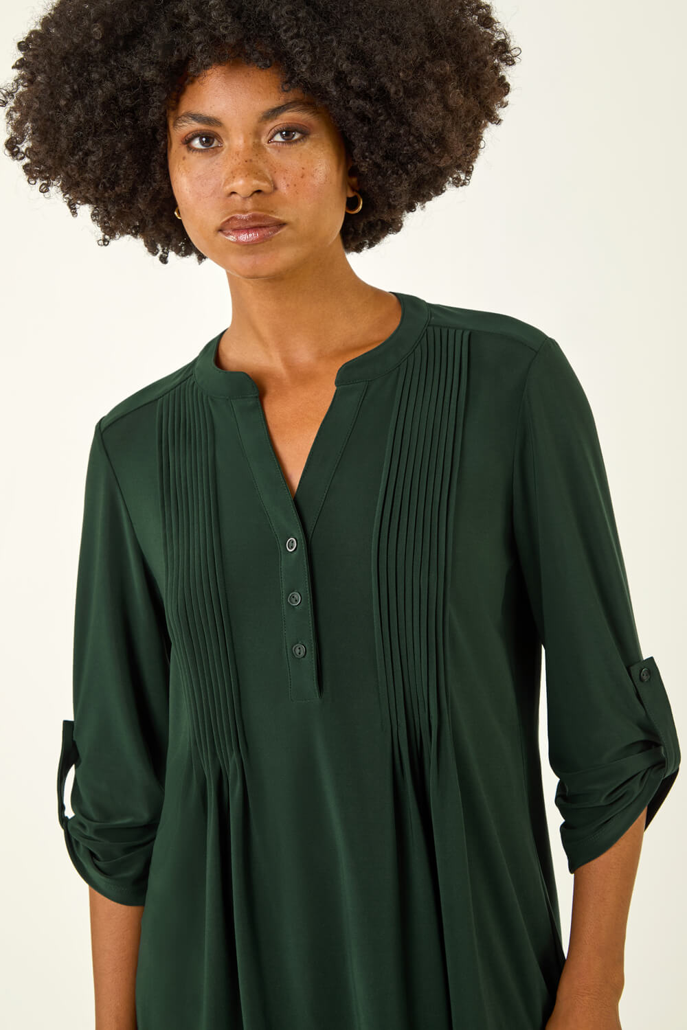 Green Pintuck Jersey Stretch Top, Image 5 of 5
