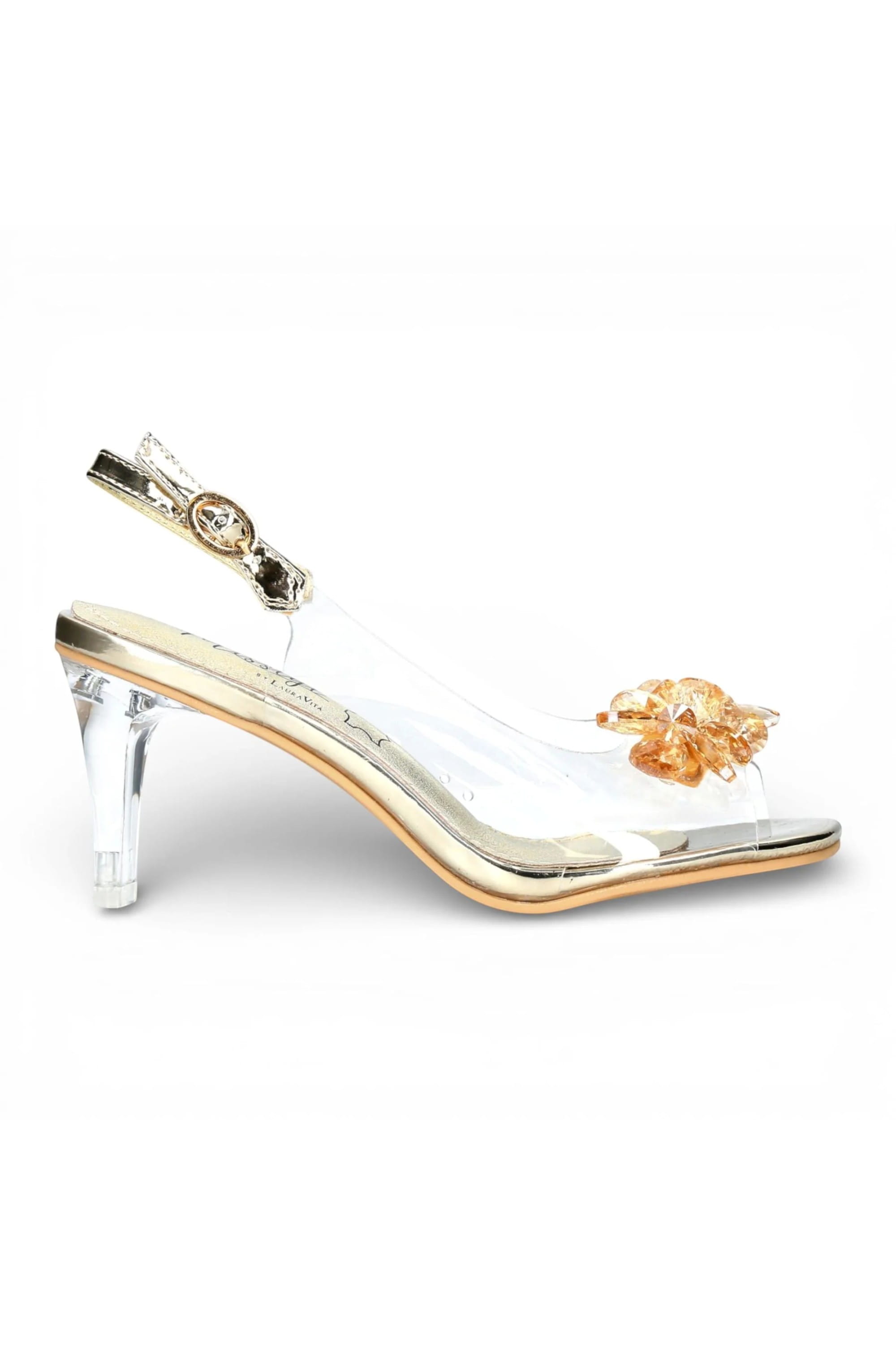 Metallic Women’S Crystal Heel Sandals - Mira 01