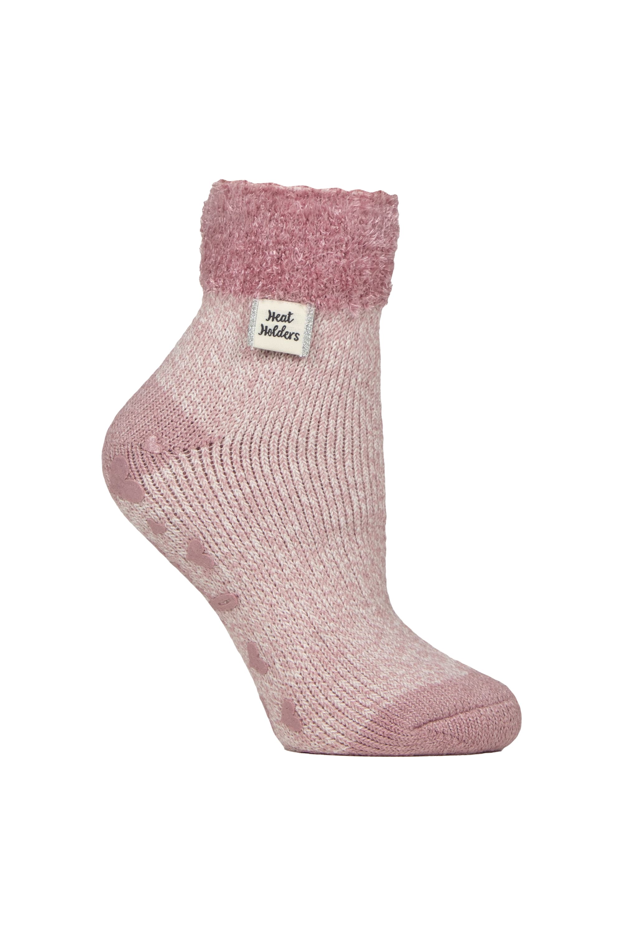 Light Pink Thermal Bed Socks With Feather Top, Image 1 of 3