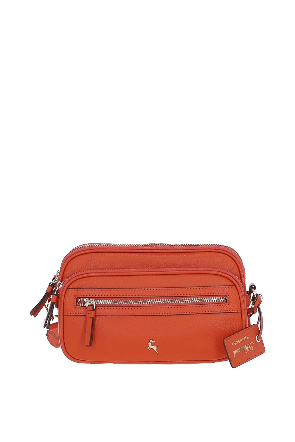 Orange 'Sogno di Cuoio' Compact Twin Zip Crossbody Bag, Image 1 of 4